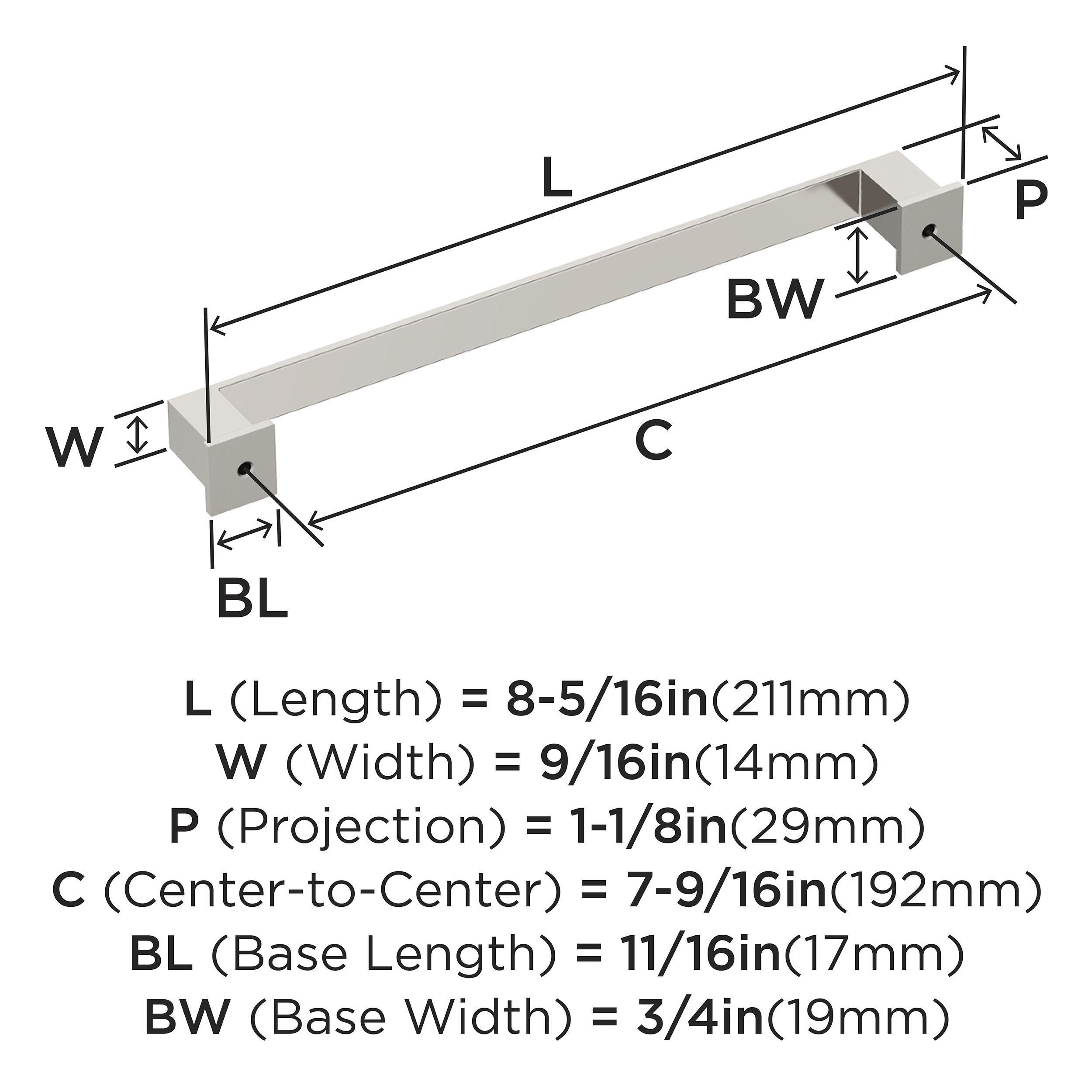 Amerock Appoint 7-9/16 inch (192mm) Center-to-Center Polished Nickel Cabinet Pull