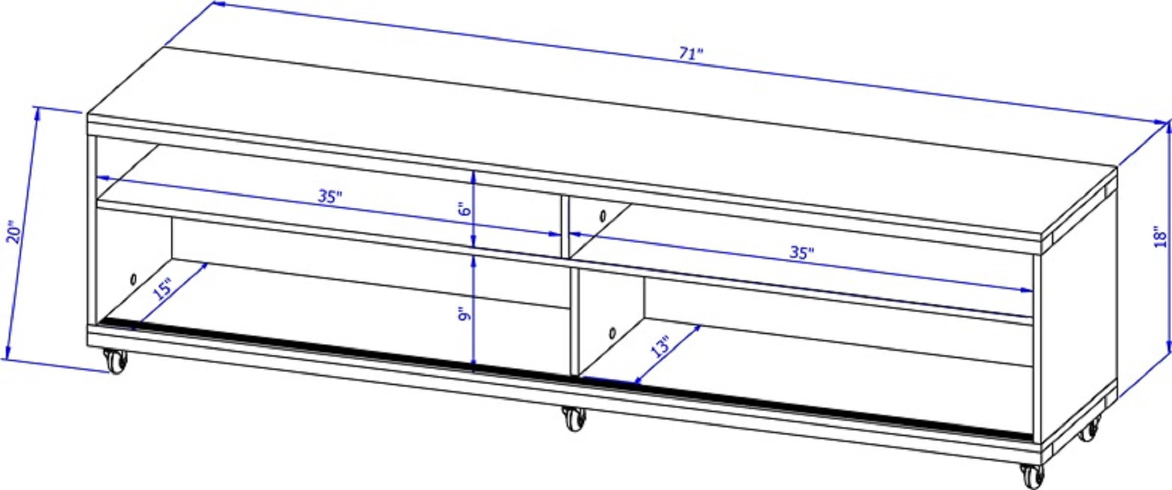 Utopia TV Stand for TVs up to 65" White - Manhattan Comfort: Modern Entertainment Center, Cable Management