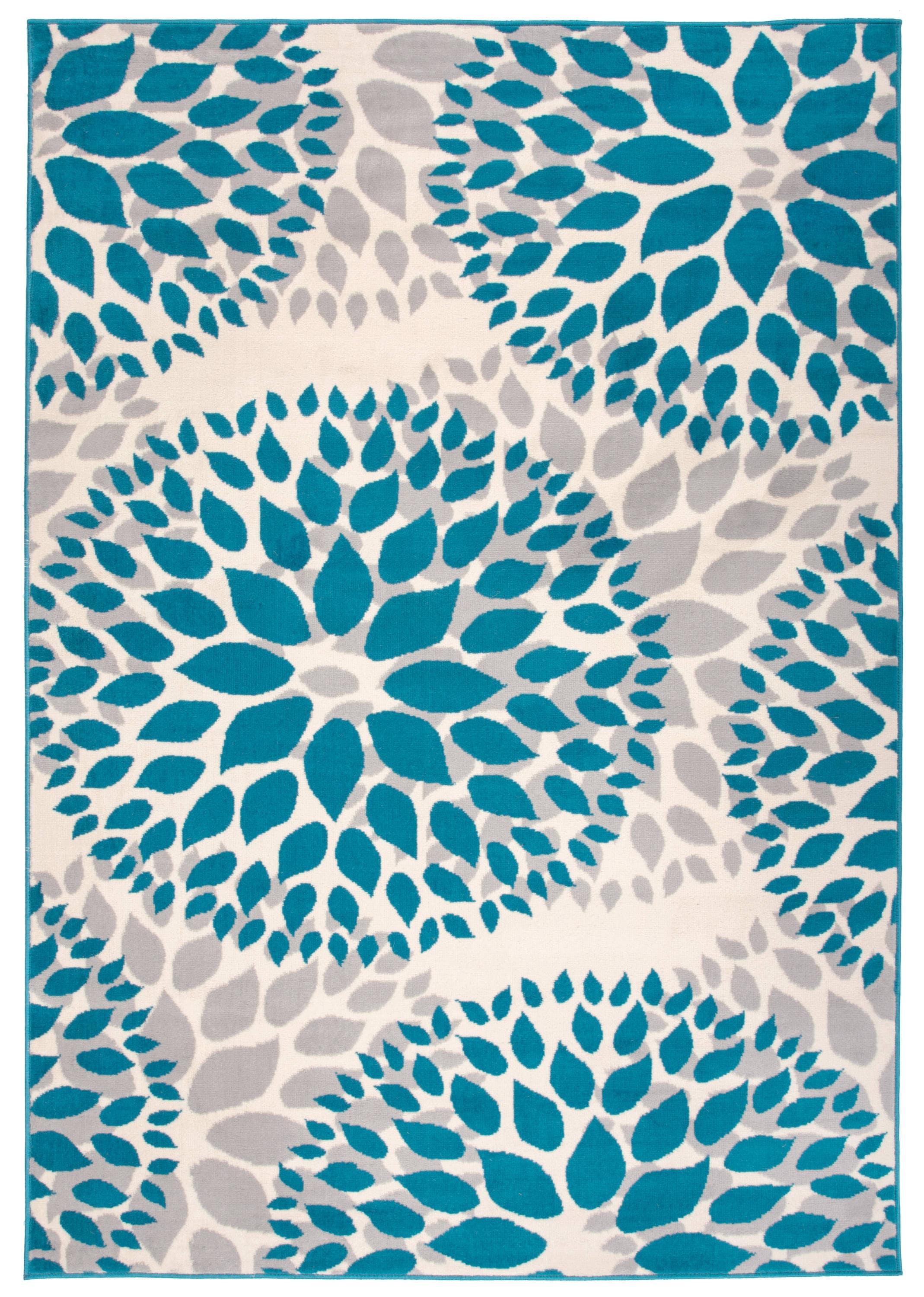 World Rug Gallery Modern Floral Circles Blue 3'1" x 5' Area Rug