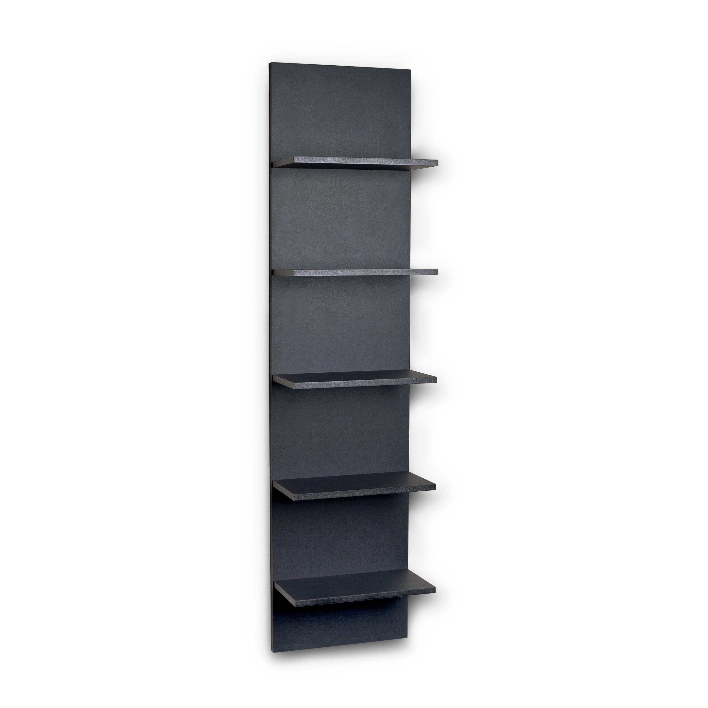 Danya B. 47" x 11.7" Wide Vertical Column Wall Shelf Black: Laminated MDF, 5-Tier Storage, Spot Clean