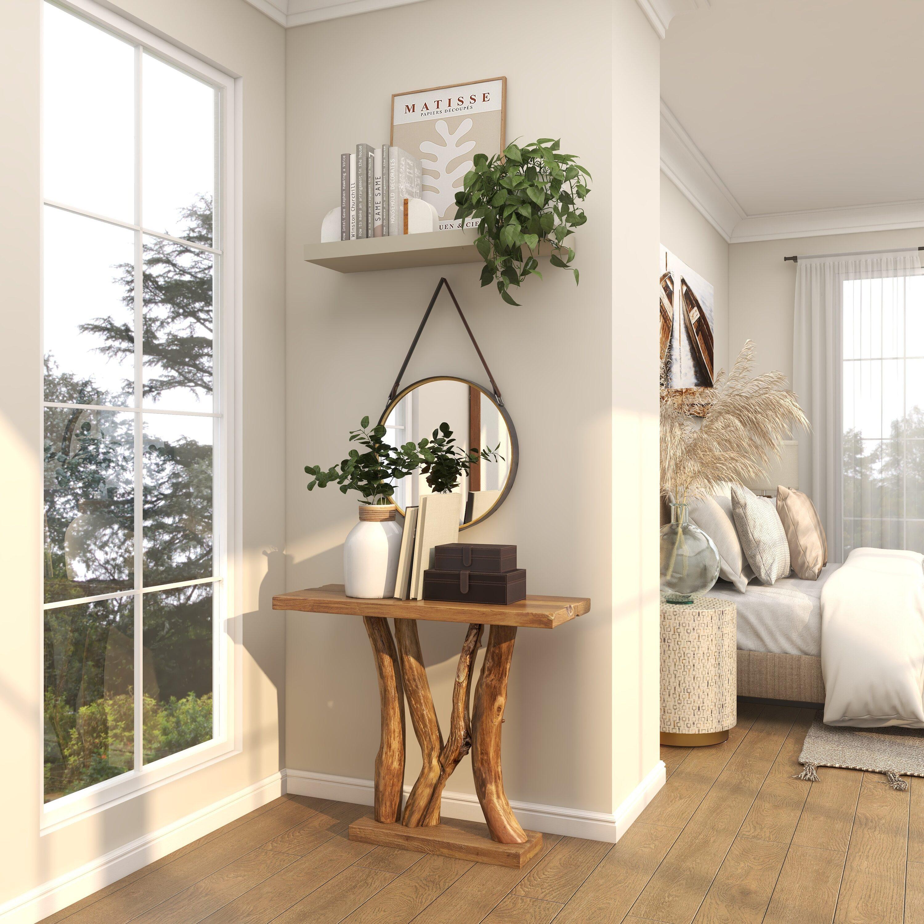 Contemporary Teak Wood Console Table Brown - Olivia & May: Sleek Entryway Furniture, Narrow Design, No Assembly Required