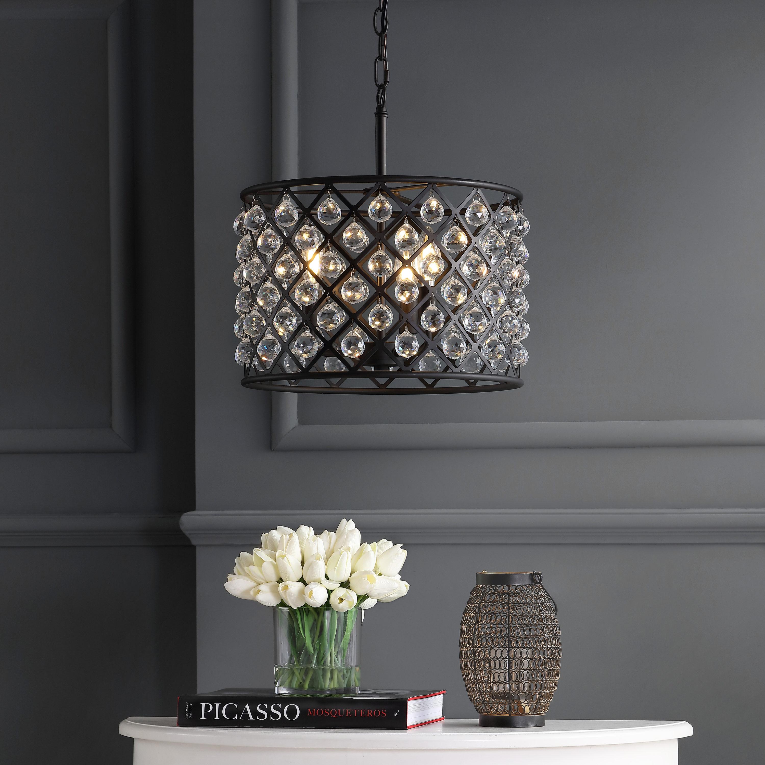 Gabrielle 16" Crystal/Metal LED Pendant, Oil-Rubbed Bronze