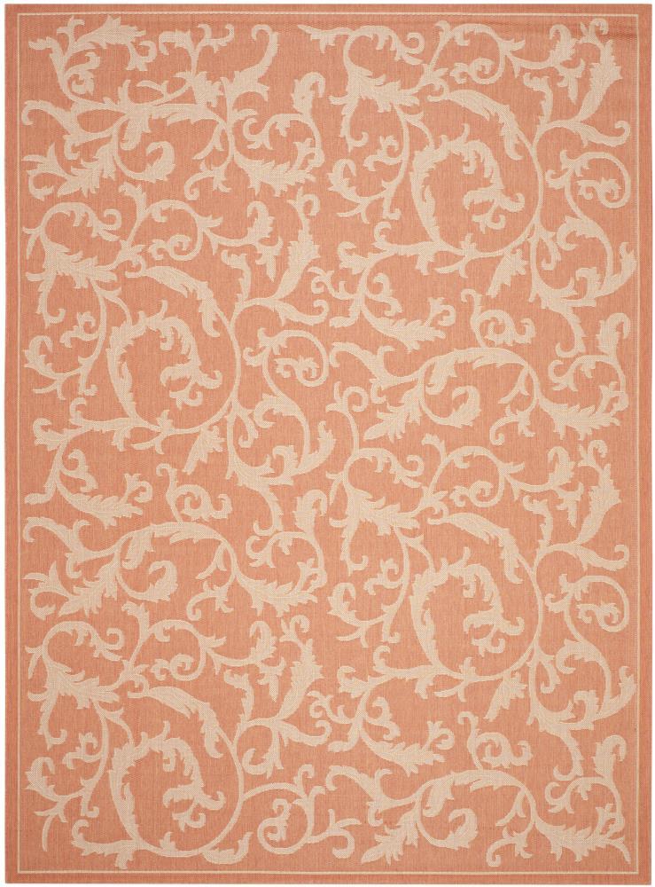 Courtyard CY2653 Power Loomed Indoor and Outdoor Area Rug - Terracotta/Natural - 9'x12' - Safavieh