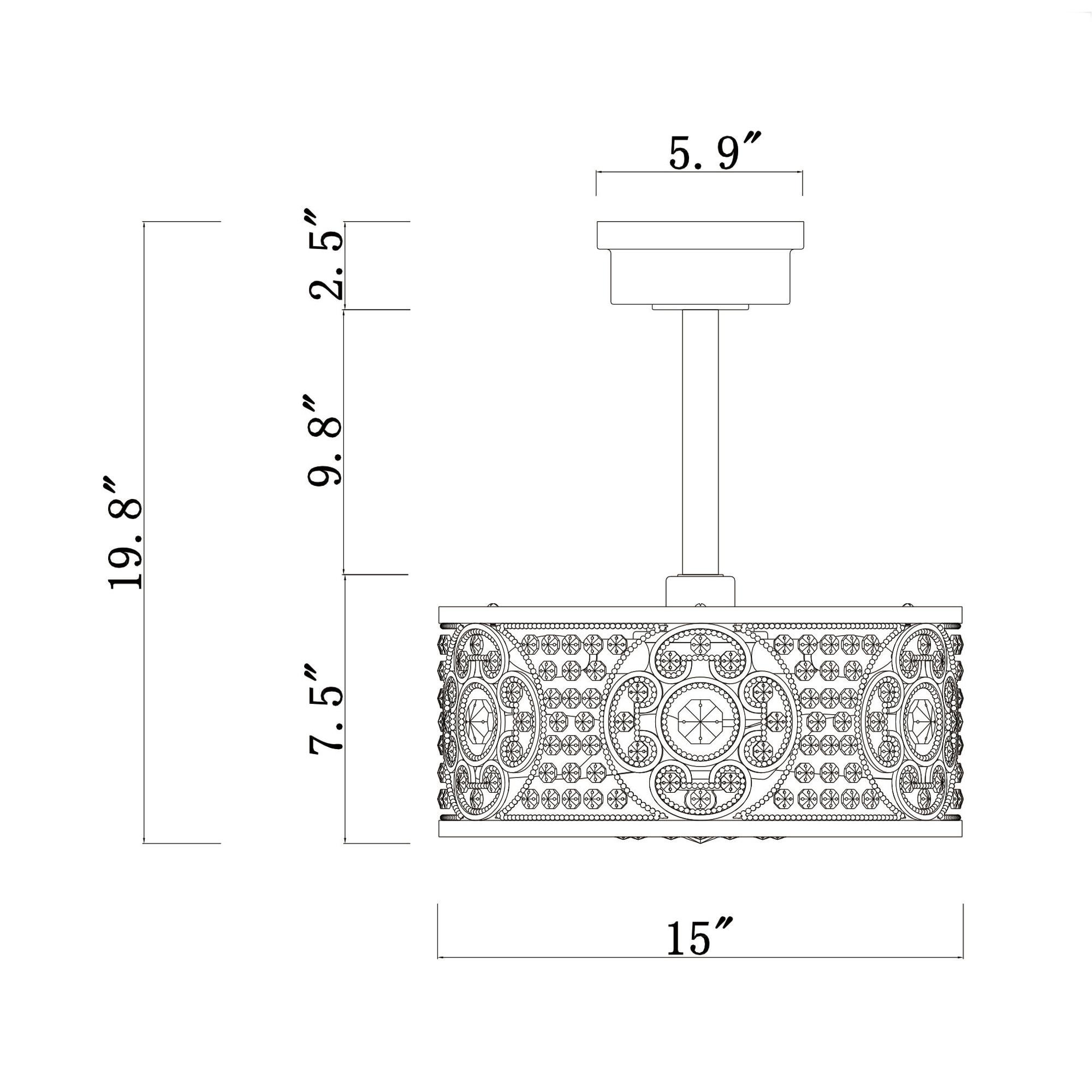 Ralph 15 in. 3-Light Indoor Chrome Finish Ceiling Fan with Light Kit