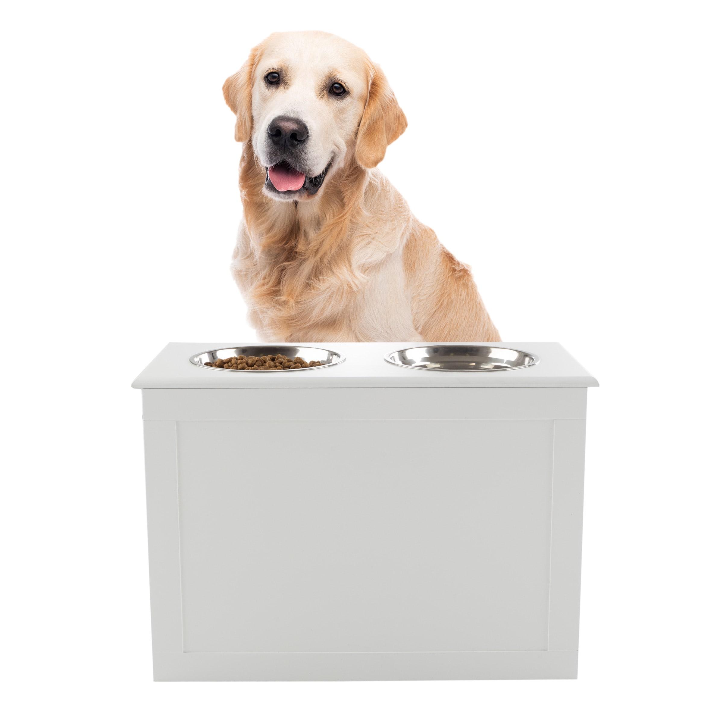 Petmaker PETMAKER Elevated Dog Bowls with Storage, White