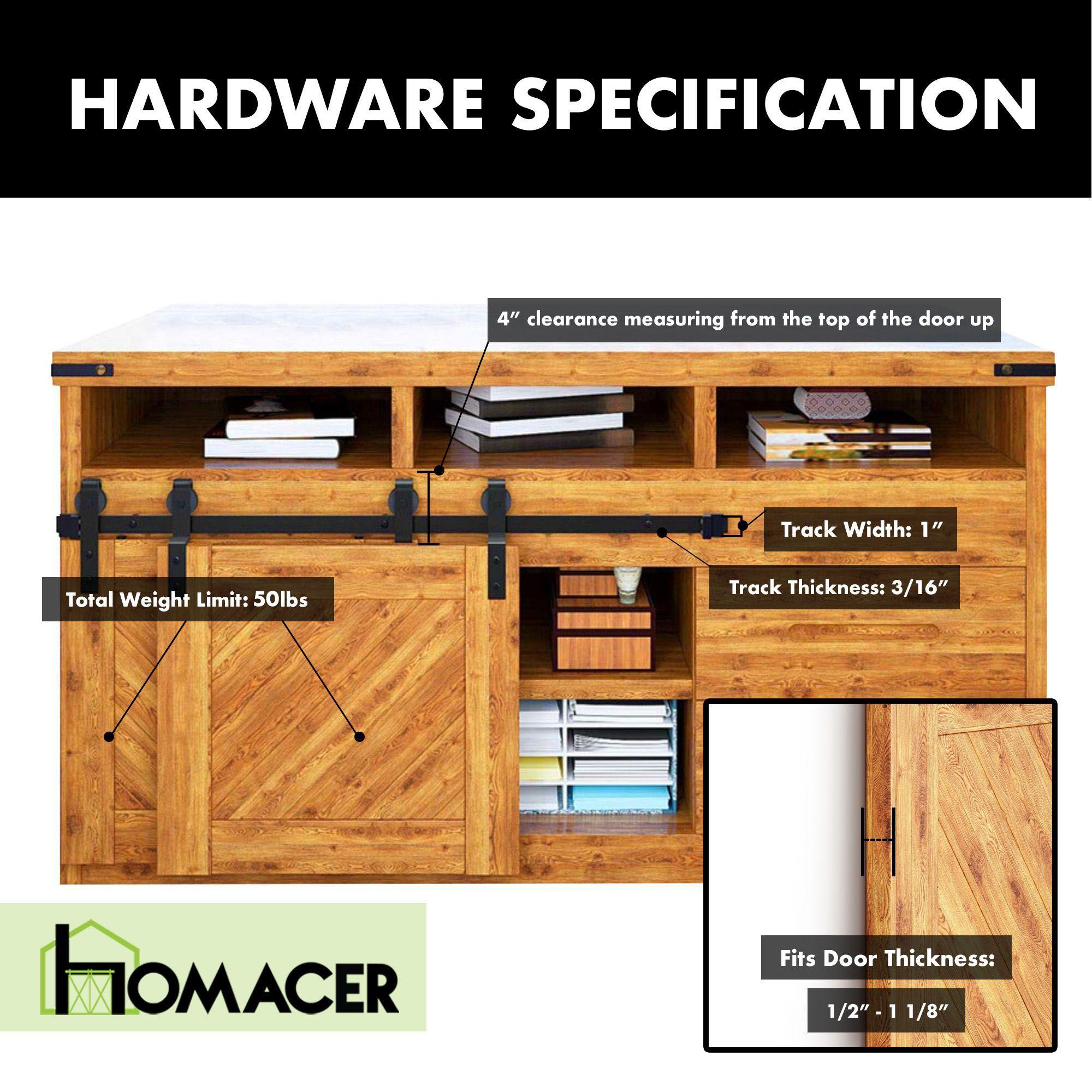 Homacer Mini Black Rustic Classic Design Single Track Bypass Two Door Hardware Kit For Cabinet Use