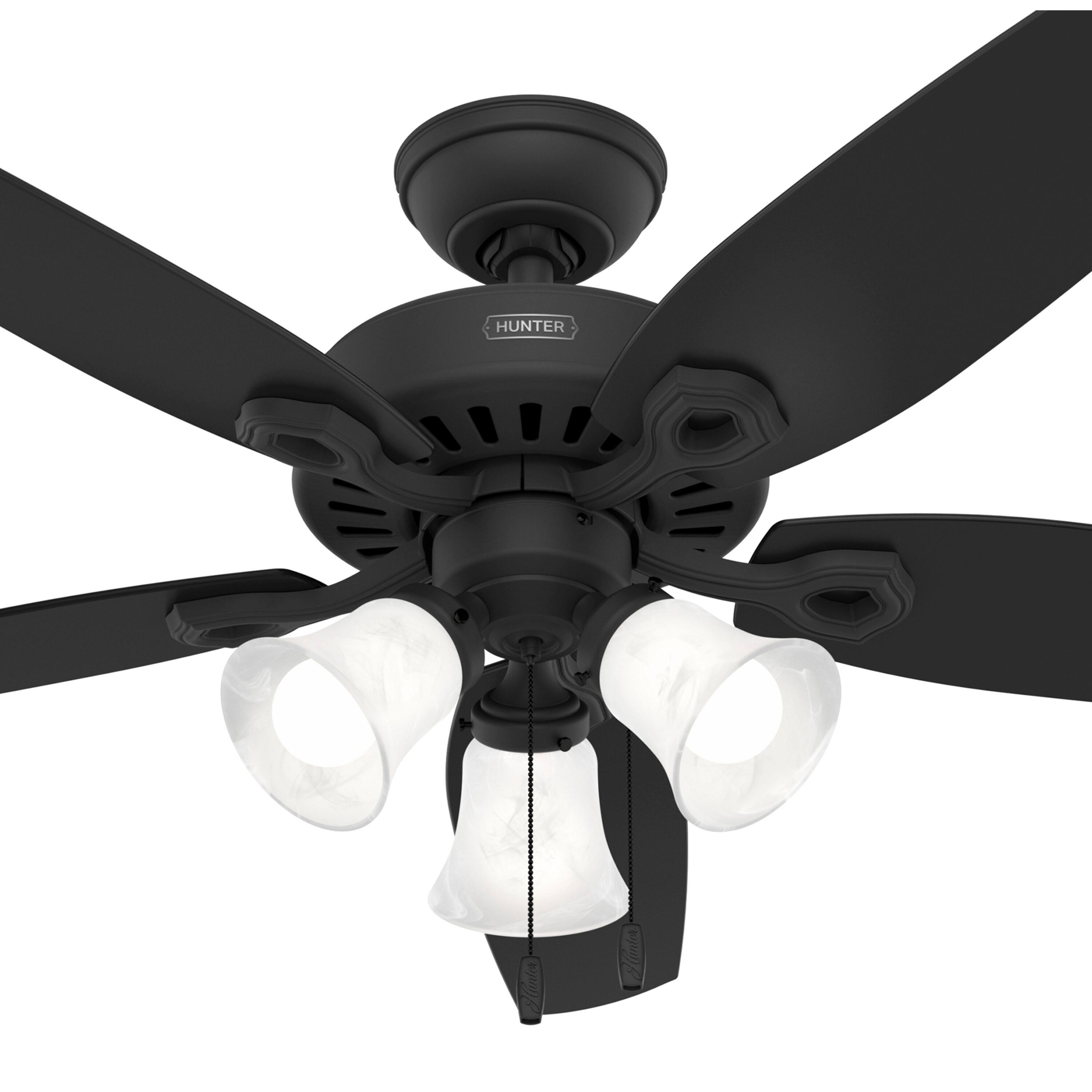 Builder Plus 52"5 - Blade Standard Ceiling Fan with Pull Chain and Light Kit Included