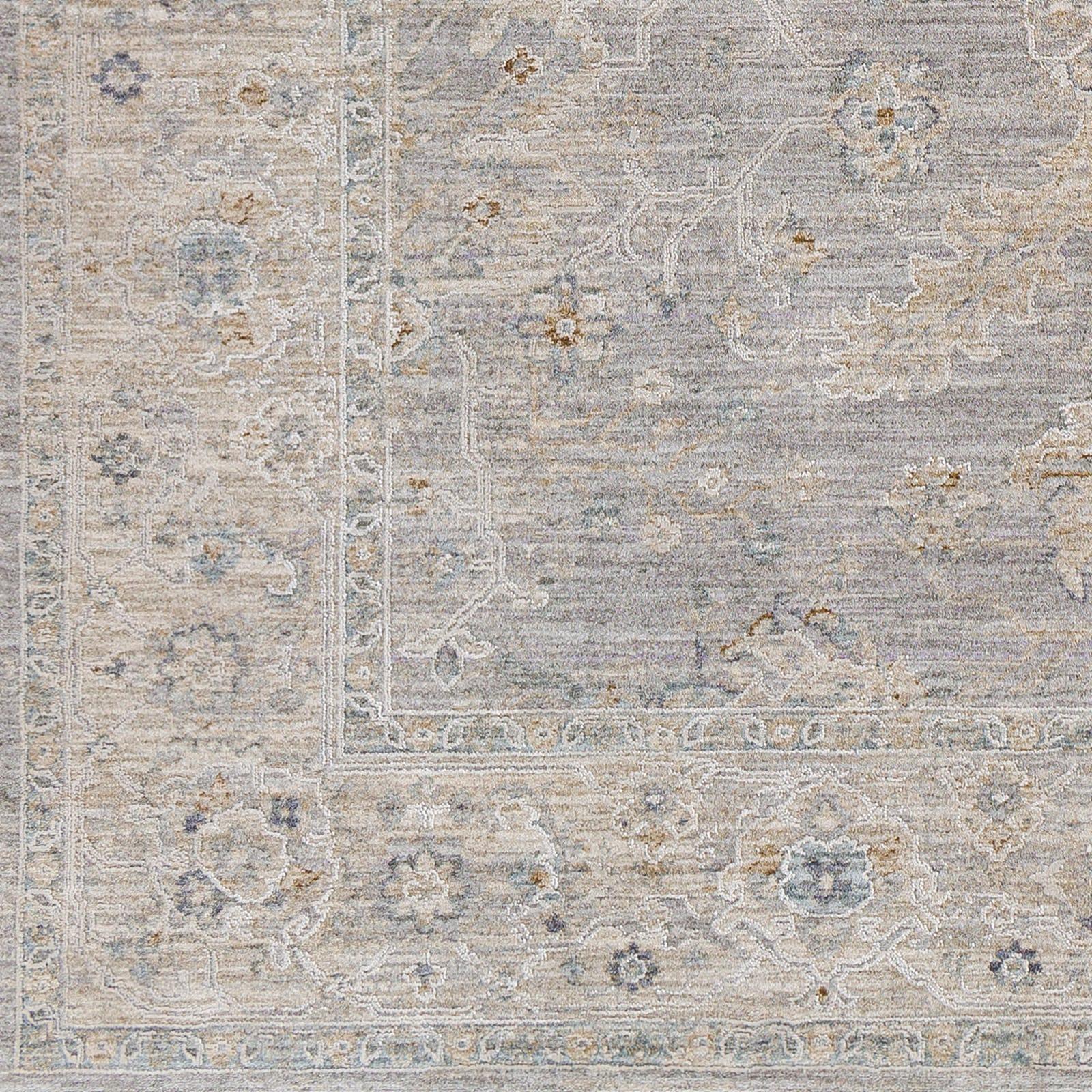 Elegant Gray Rectangular Easy-Care Cotton Blend Rug