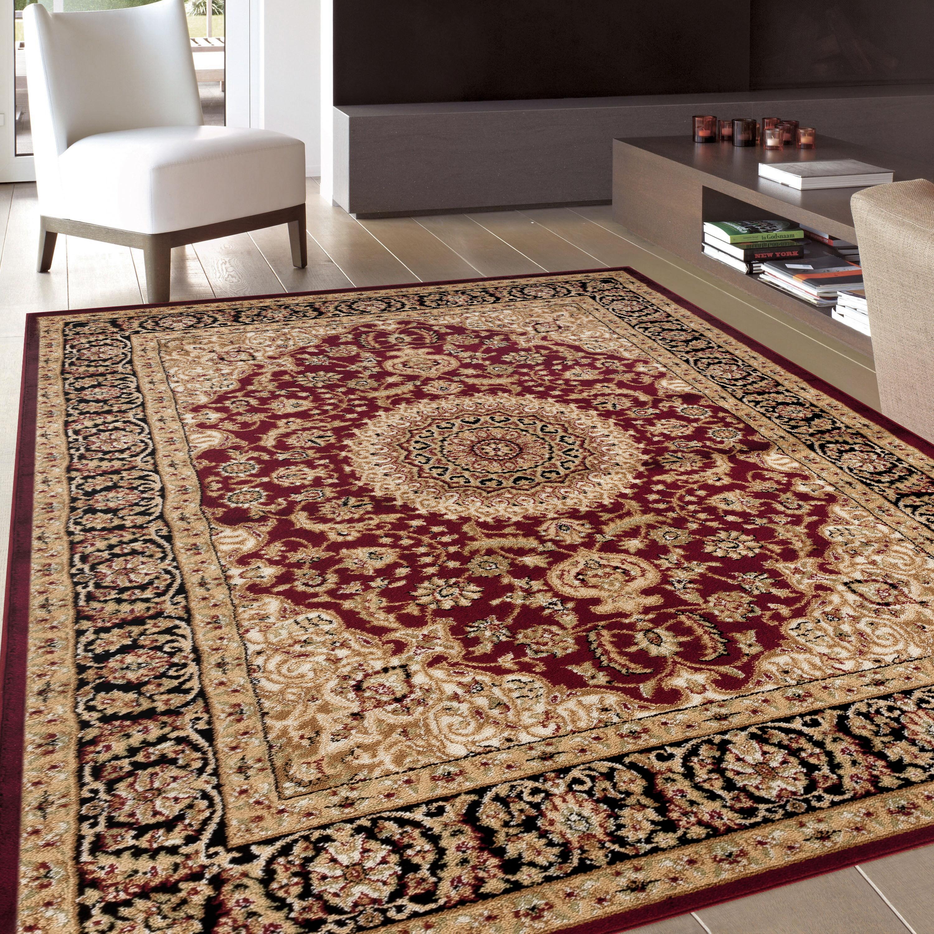 World Rug Gallery Traditional Oriental Medallion Area Rug - Burgundy 7'10" x 10'2"