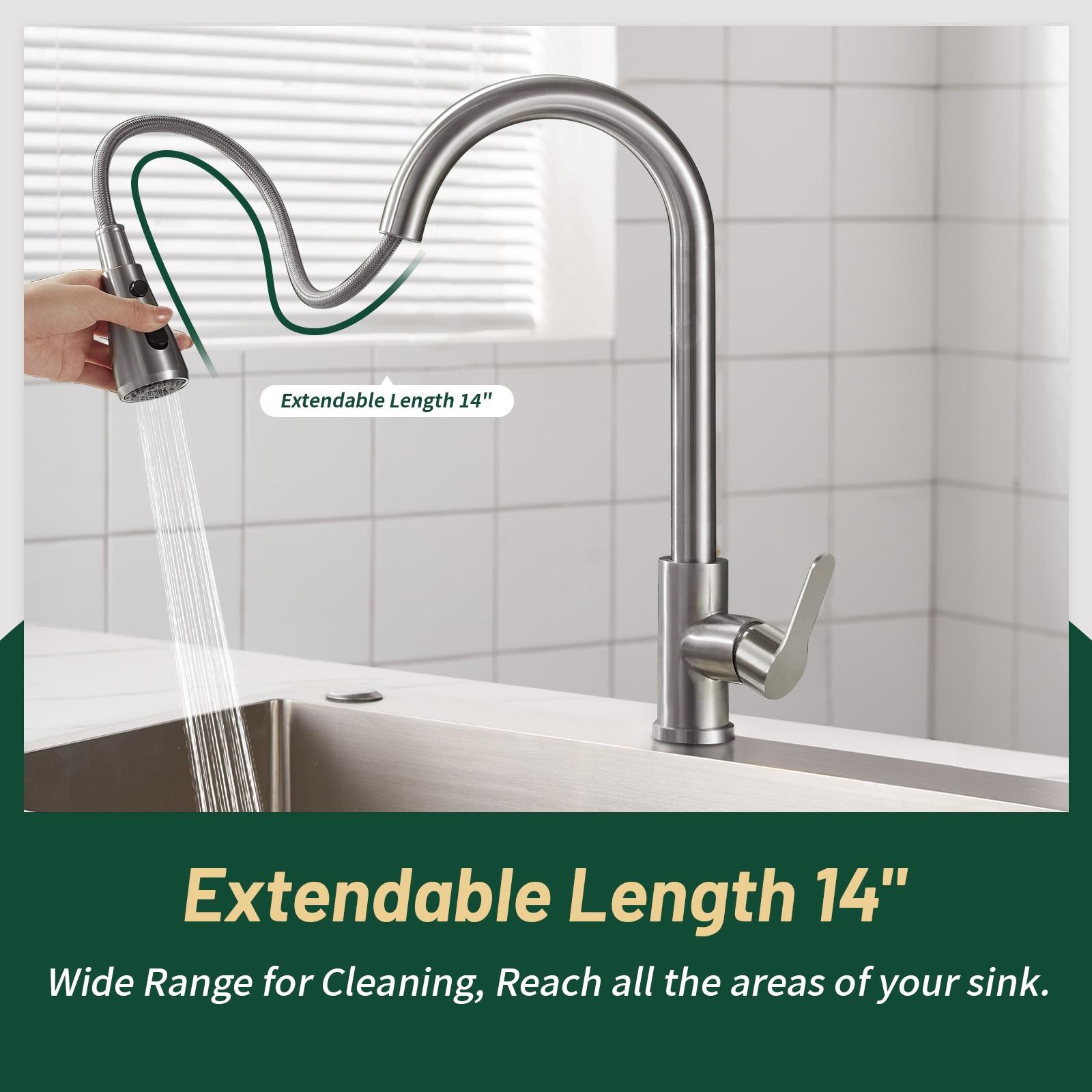 Cobbe 3-Function Single Handle Pull-Down Kitchen Faucet with Deck Plate