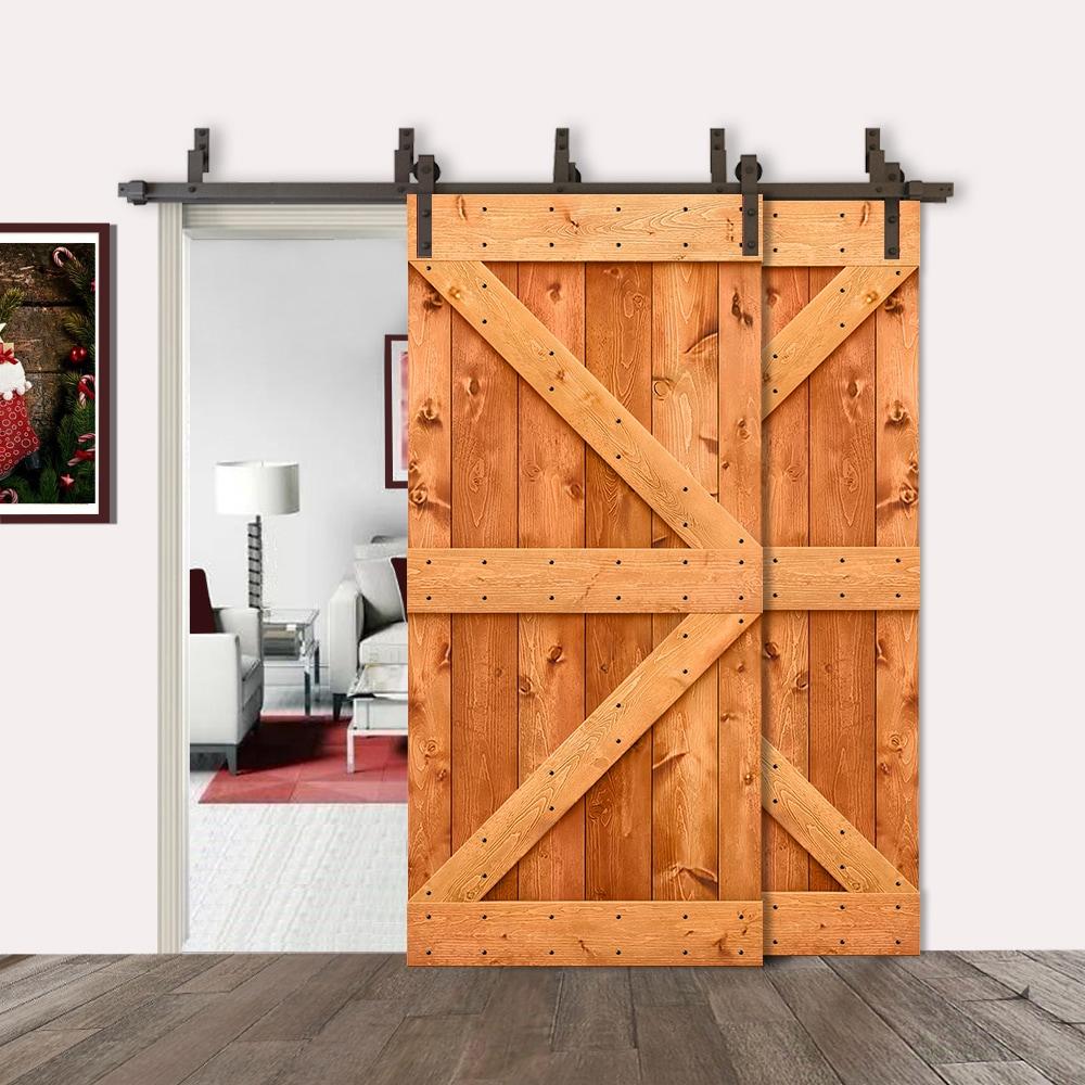 Calhome 84'' Solid Wood Paneled Painted with Installation Hardware Kit Barn Door