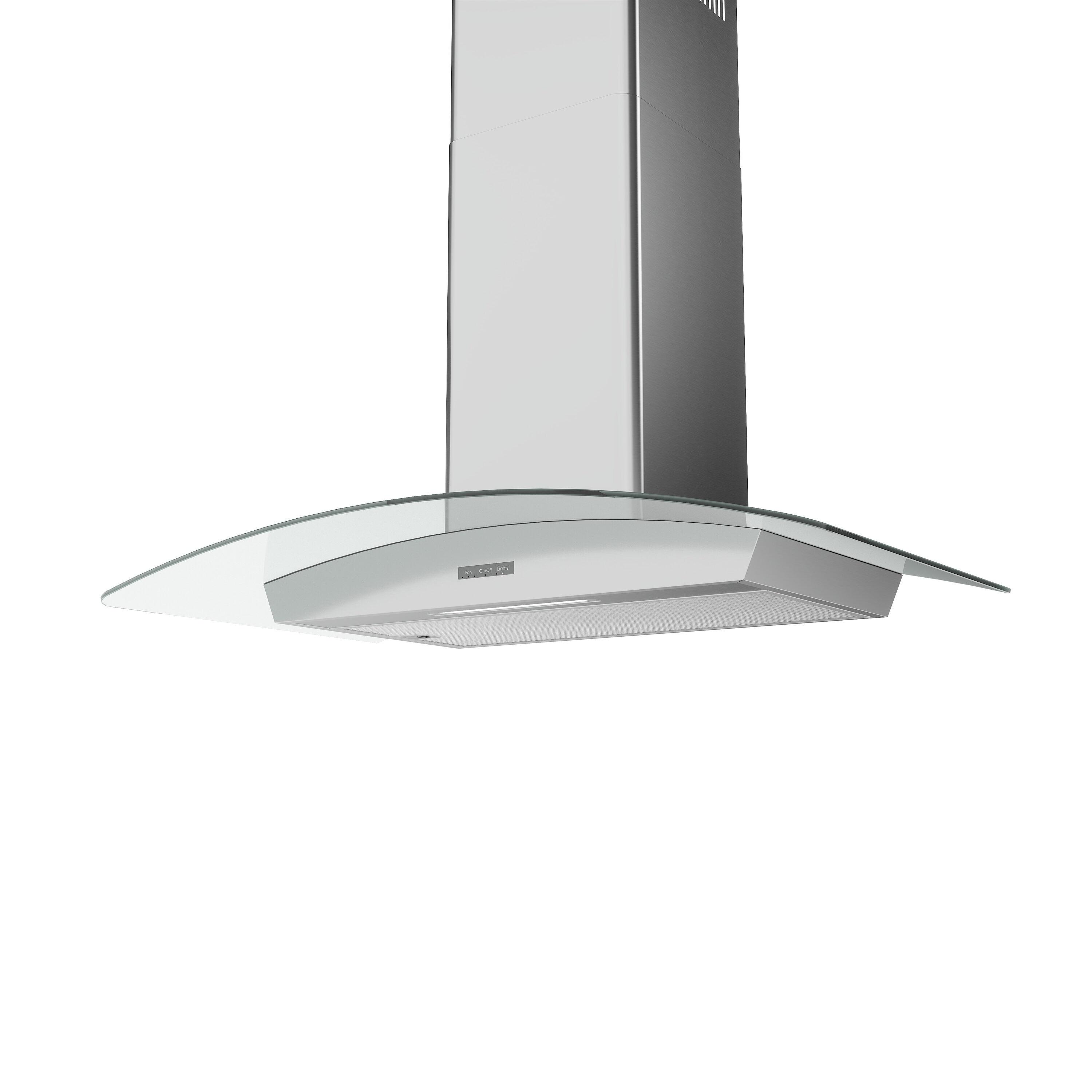 36" Brisas 600 CFM Convertible Wall Mount Range Hood in Silver with Nightlight