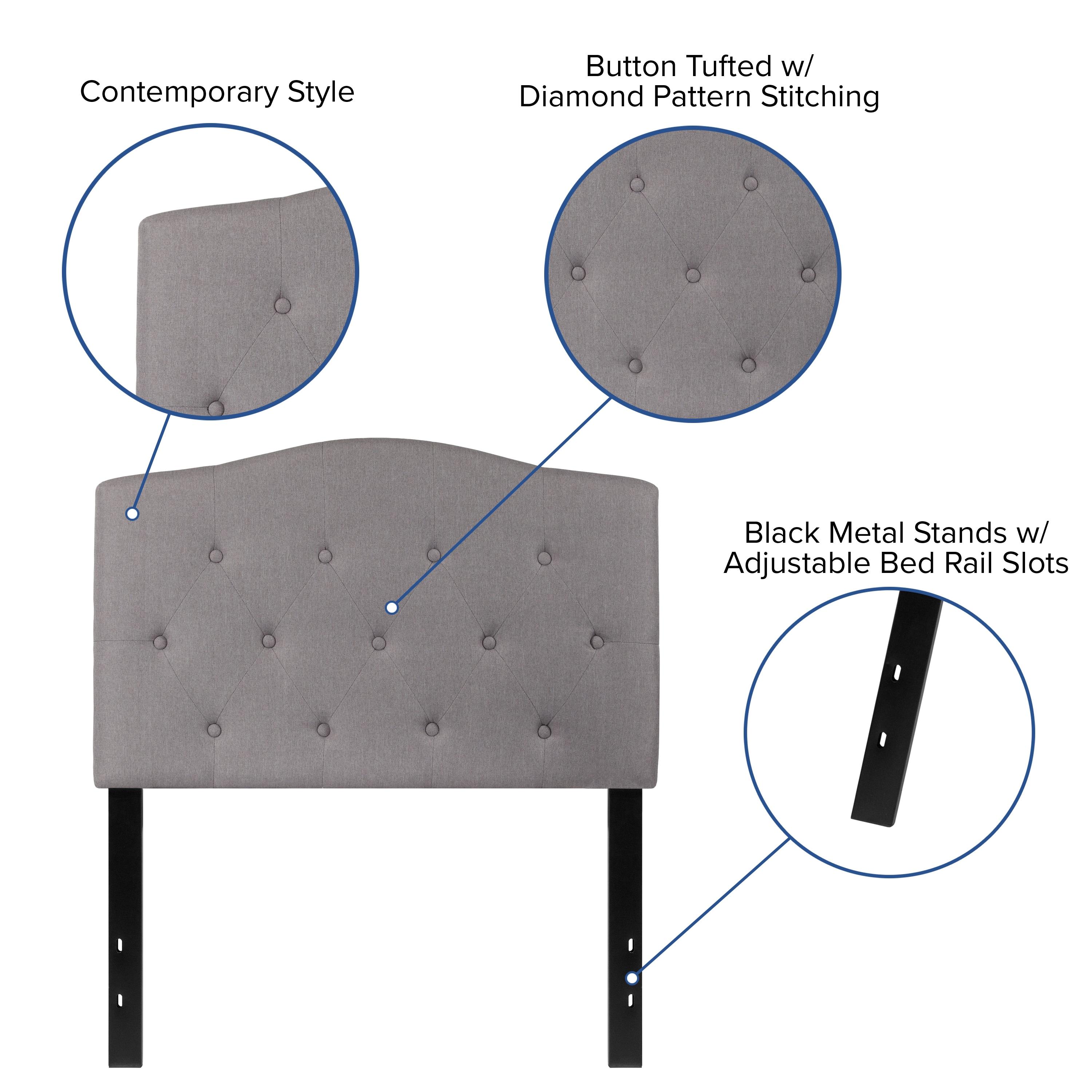 Flash Furniture Cambridge Tufted Upholstered Twin Size Headboard in Light Gray Fabric