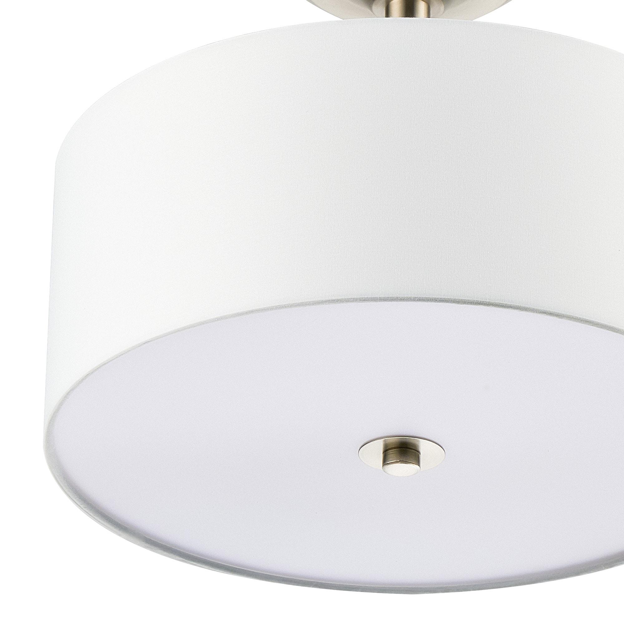 Progress Lighting, Inspire Collection, 2-Light Semi-Flush, Brushed Nickel, Etched Glass with Summer Linen Shade
