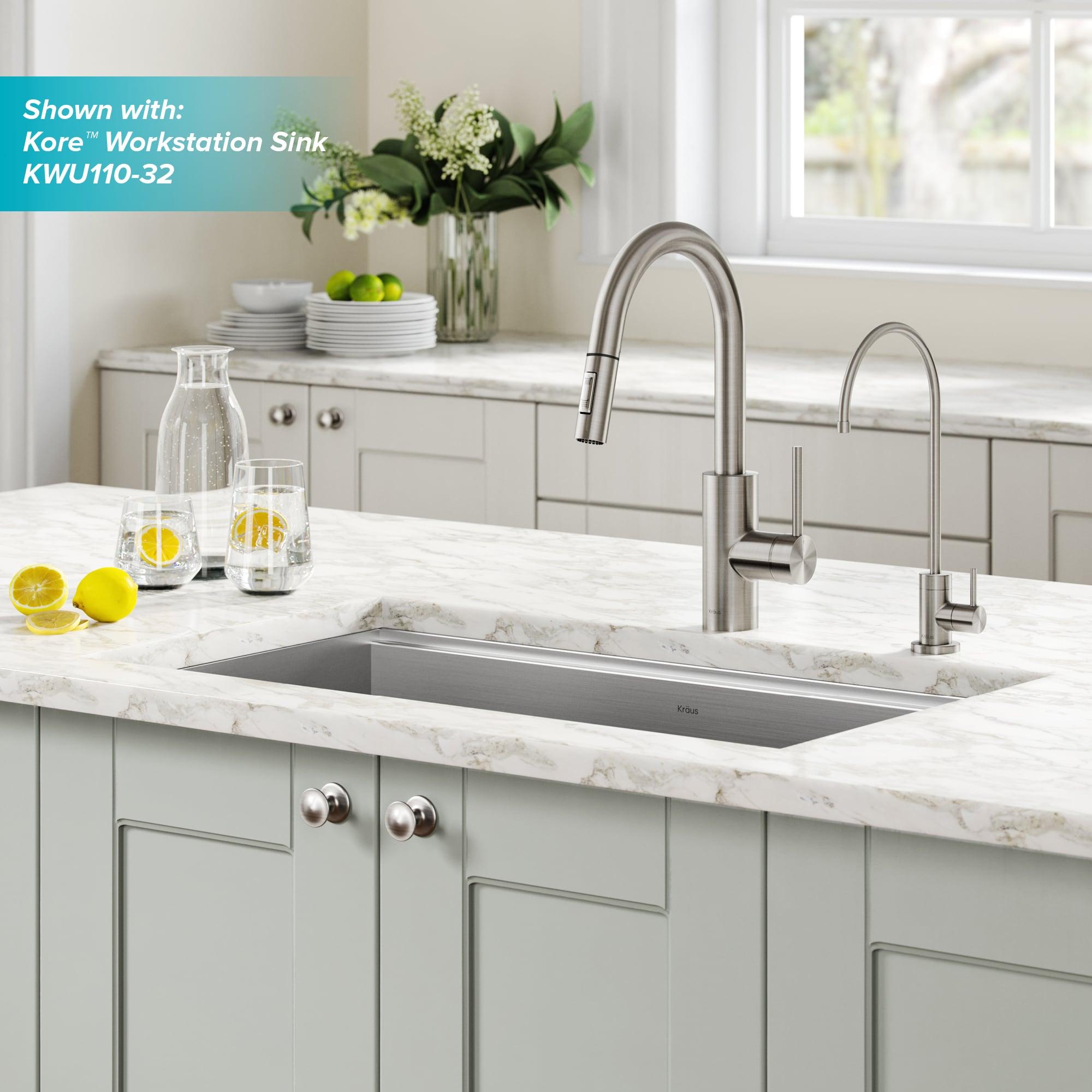 KRAUS Oletto Pull-Down Kitchen Faucet and Purita Water Filter Faucet Combo