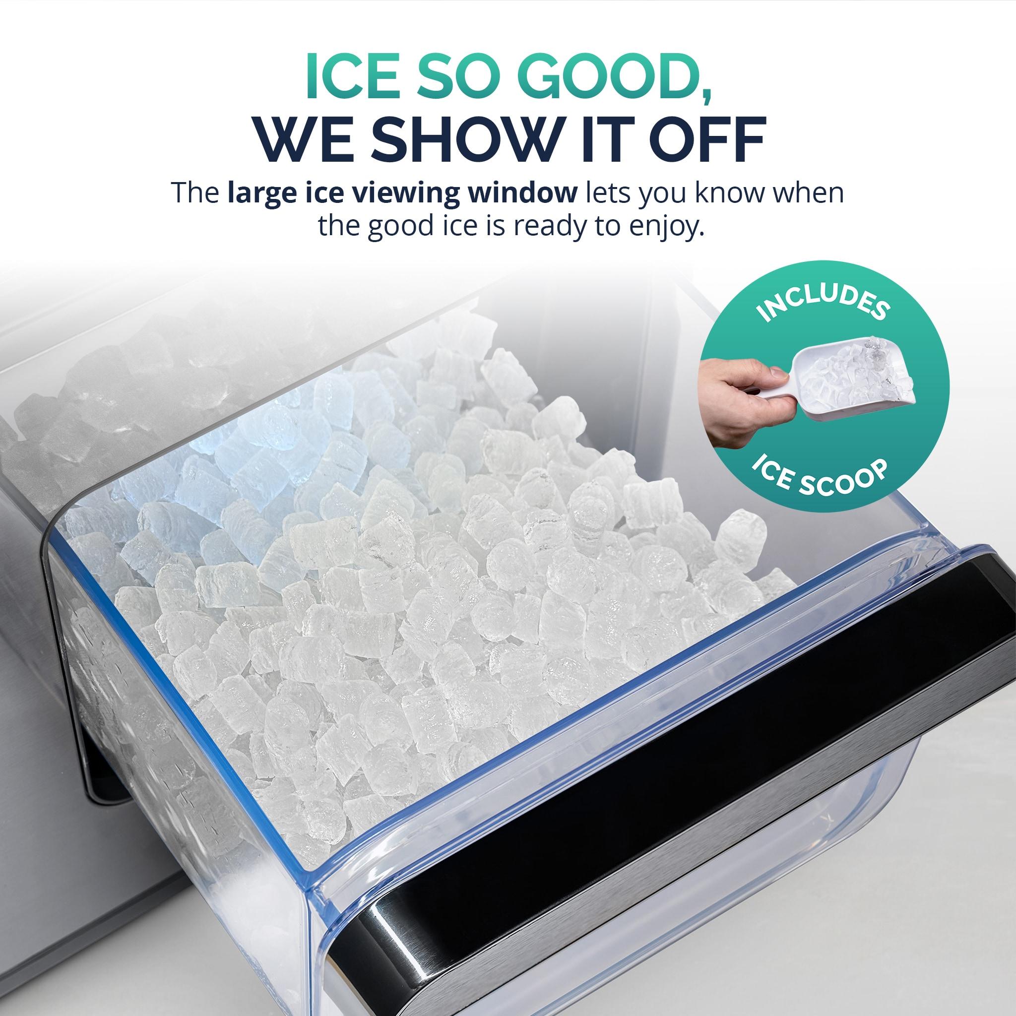 Luma Nugget Countertop Ice Maker, 44 lbs in 24 hours, Black Stainless Steel Ice Machine
