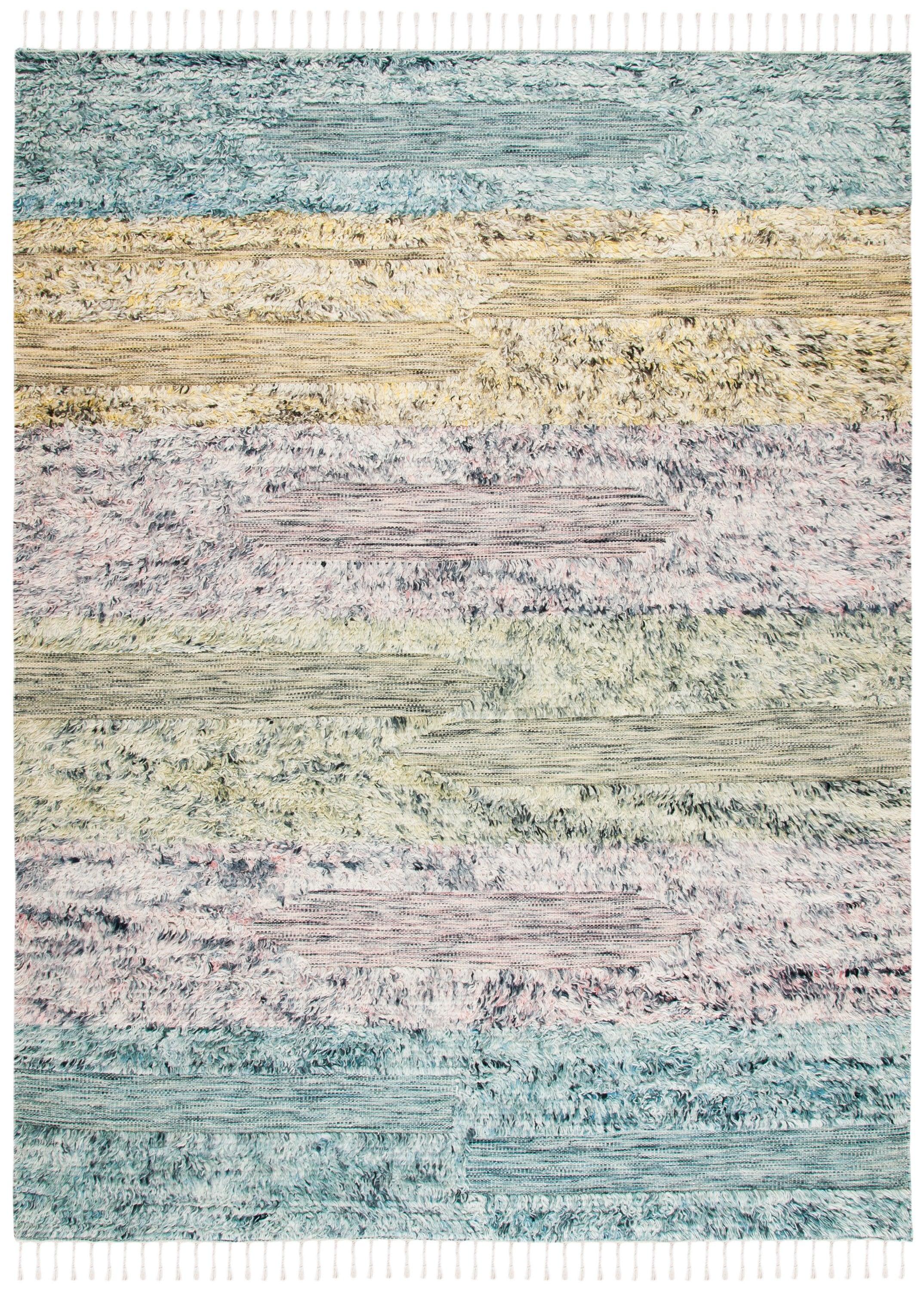 Casablanca CSB555 Hand Woven Wool Area Rug - Turquoise/Pink- 5' X 8' - Safavieh.
