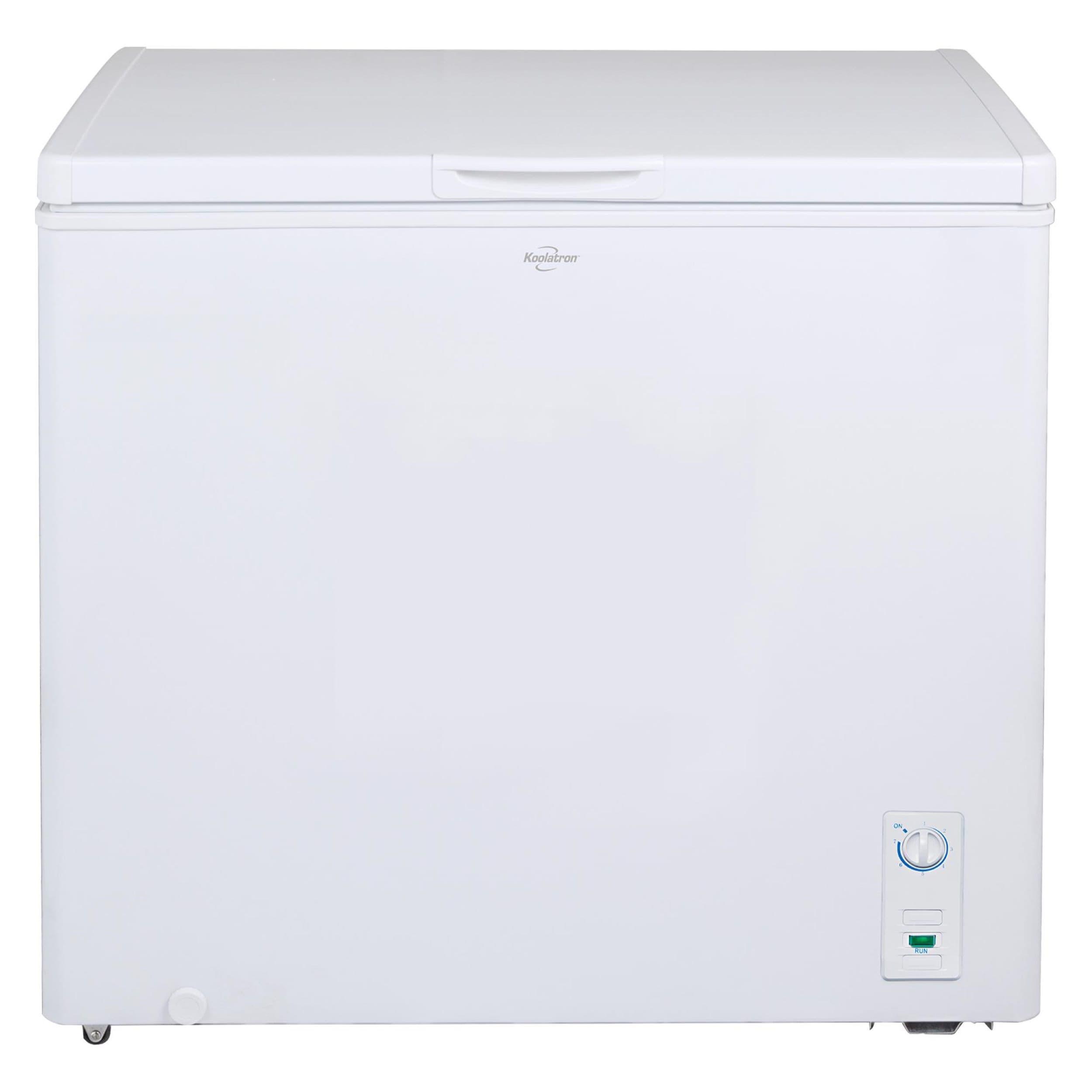 Koolatron Large Chest Freezer, 7.0 cu ft (195L),Manual Defrost Deep Freeze, Storage Basket, Space-Saving Flat Back, Stay-Open Lid, Front-Access Drain, White