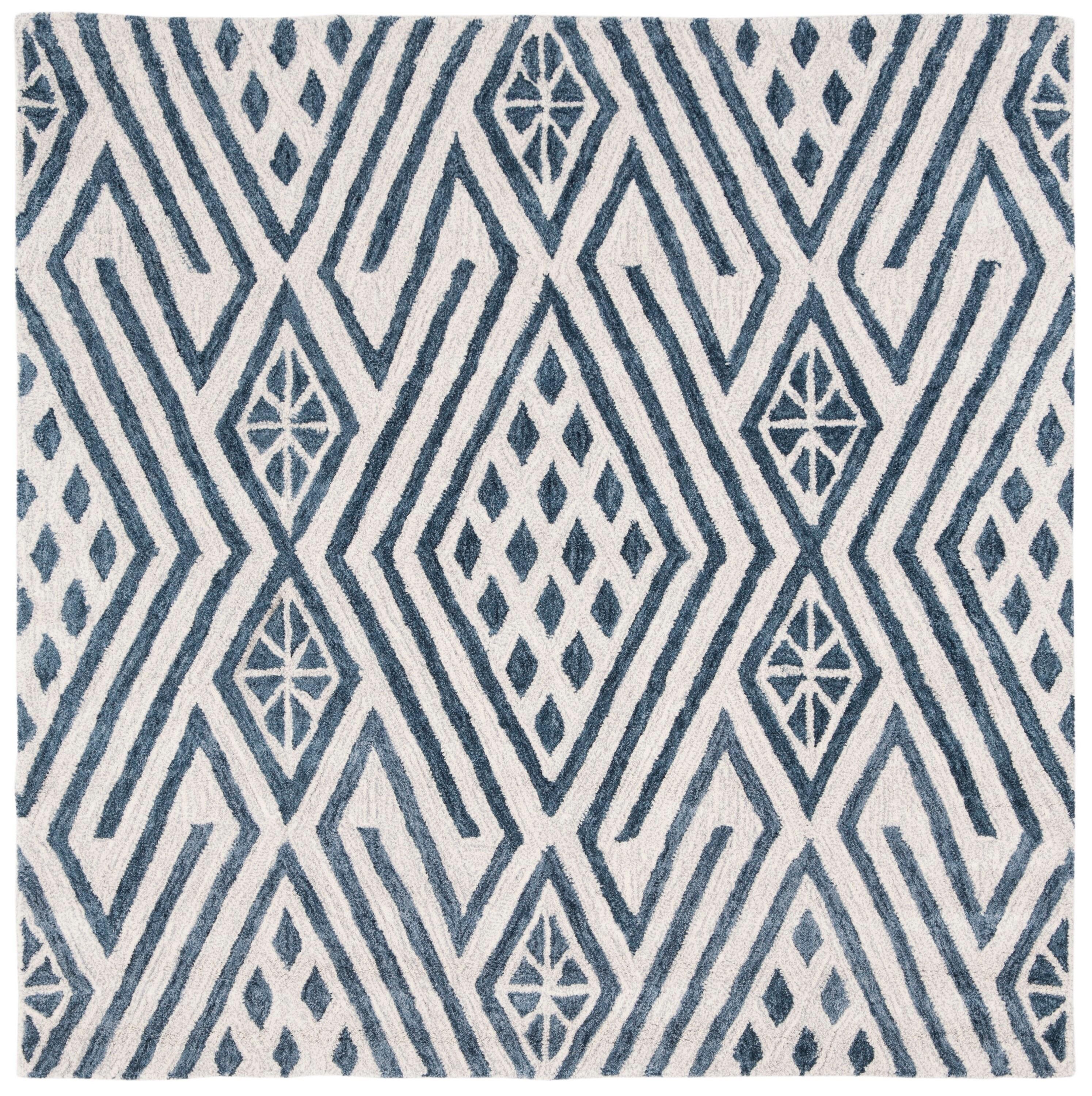 Micro-Loop MLP611 Hand Tufted Area Rug - Blue/Ivory - 5'x5' - Safavieh.