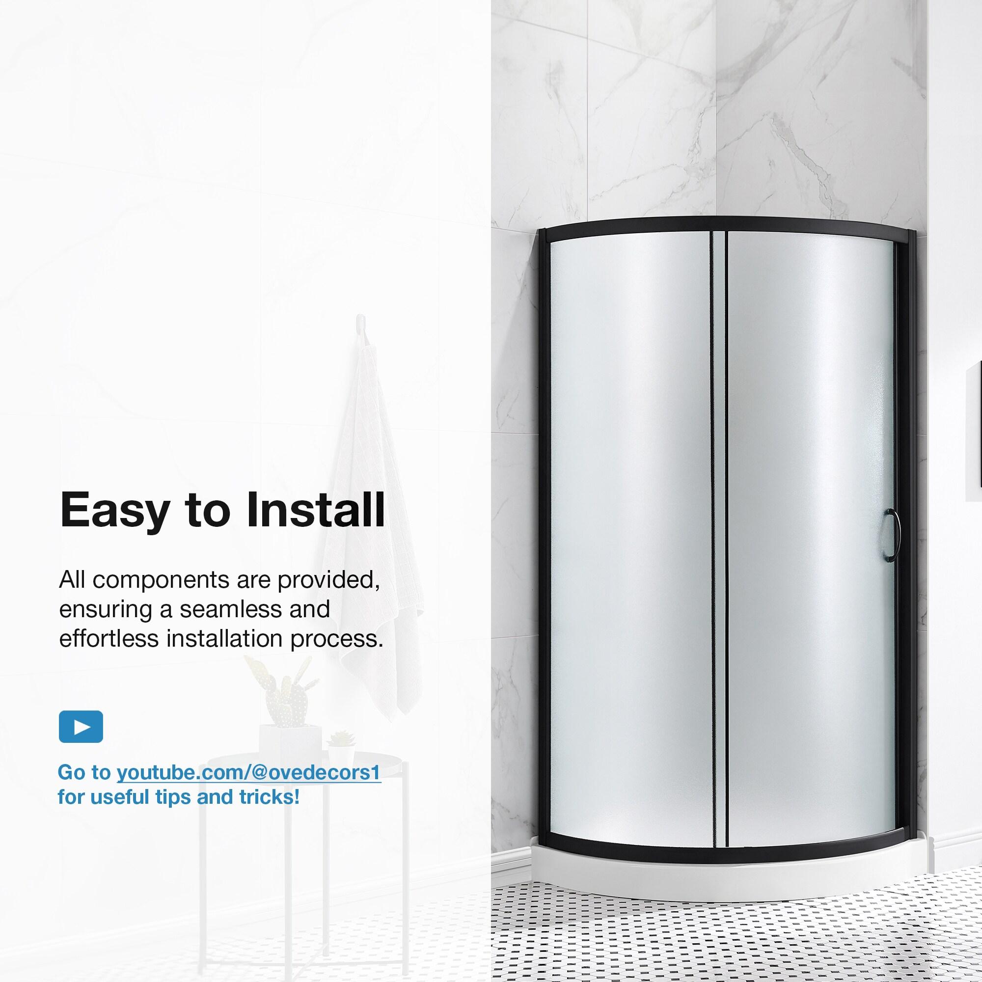 OVE Decors Breeze 35 in. Round Shower Kit w/ Frosted, Base