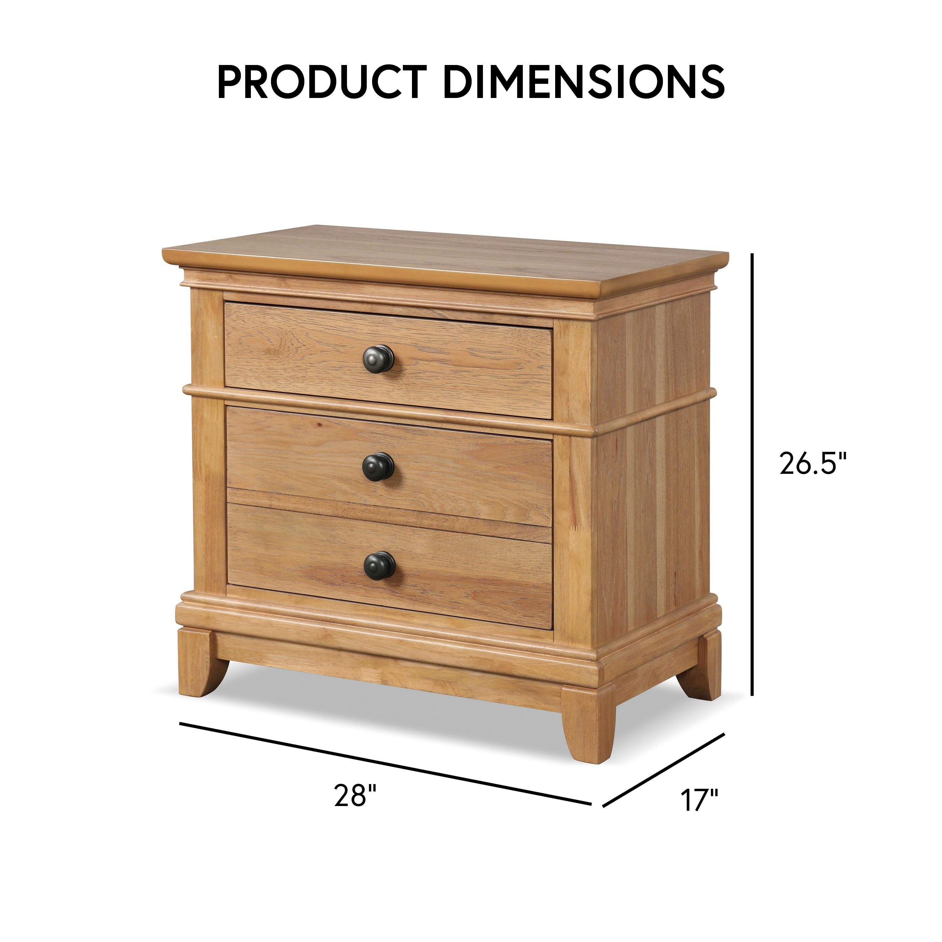 Furniture of America Stratford 2-Drawer Solid Wood Adult Bedroom Nightstand, Natural Oak