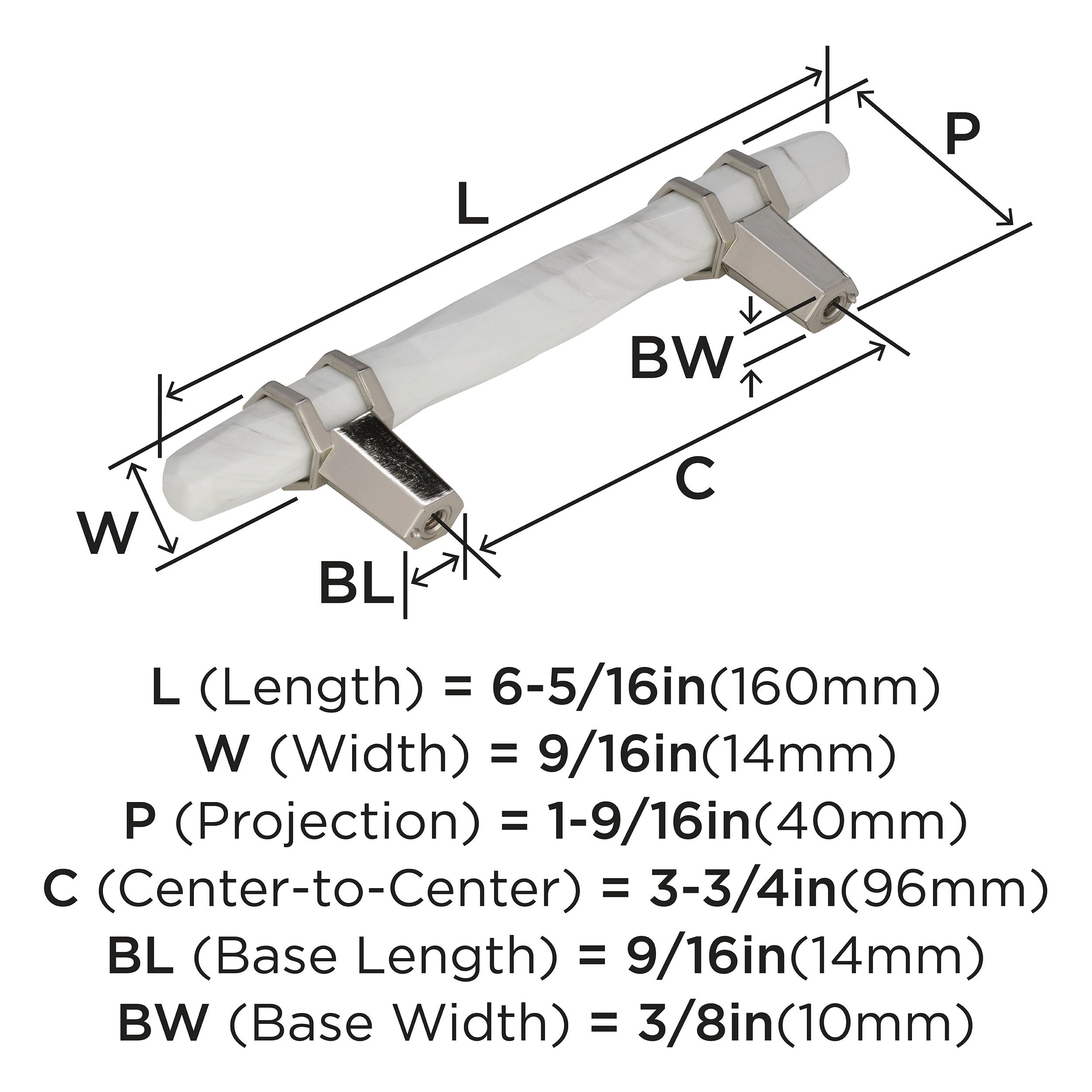 Polished Nickel and Marble White Modern Bar Cabinet Pull