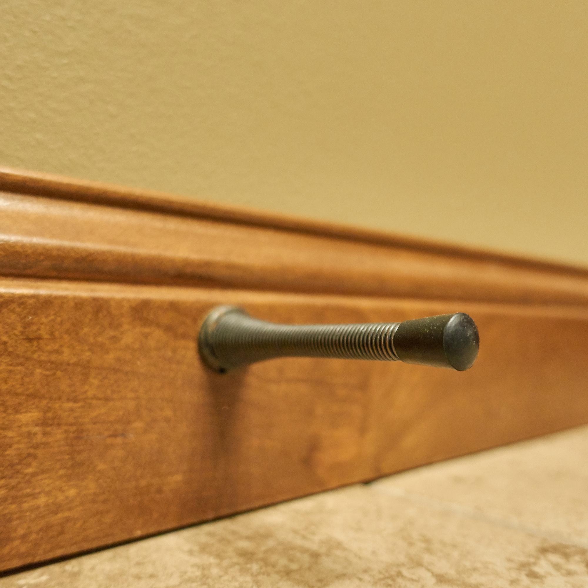 Prime-Line Door Stop, Spring Steel, Satin Nickel, Rubber Tip, Baseboard Mount (Single Pack)