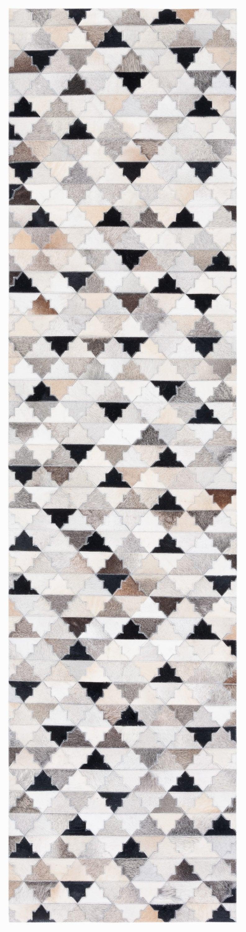 Brentnal Flat Weave Hair On Leather Geometric Rug