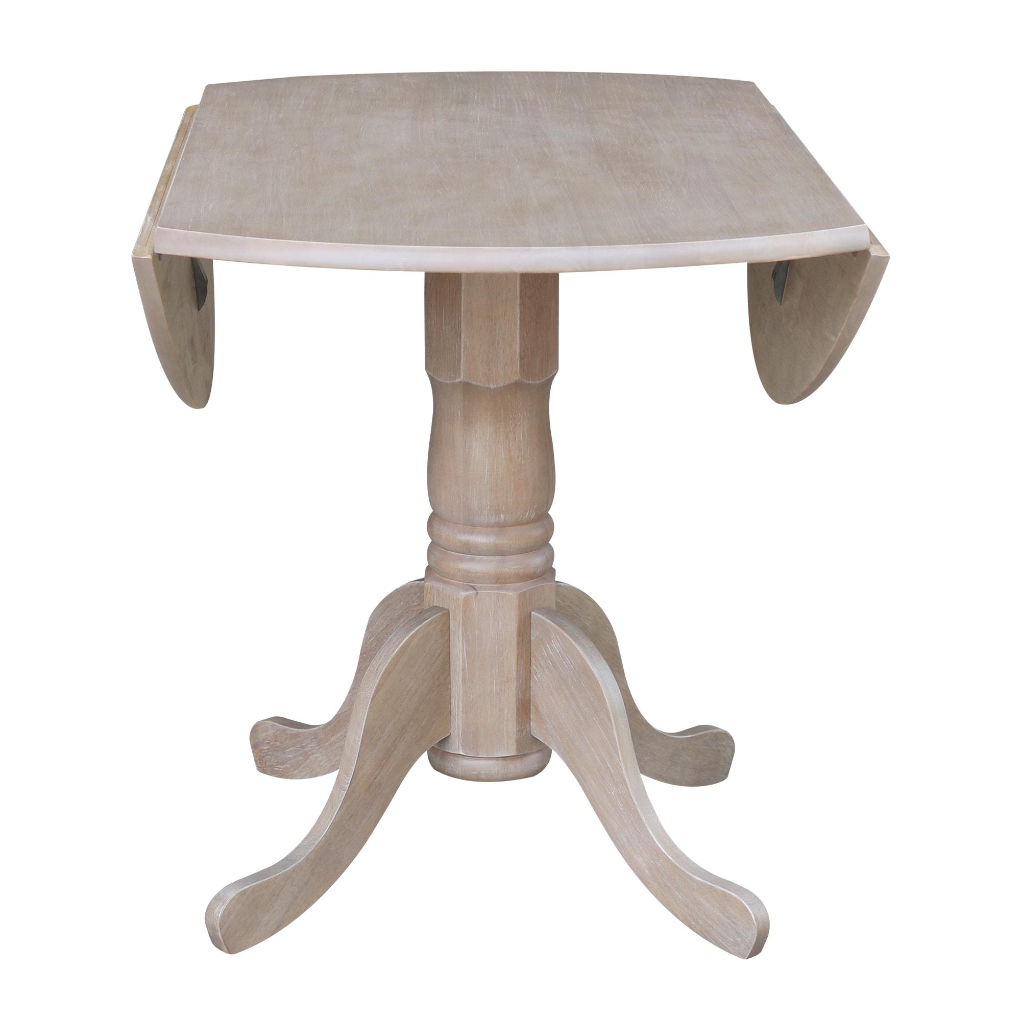 42" Mason Round Dual Drop Leaf Extendable Dining Table - International Concepts: Seats 4, Pedestal Base