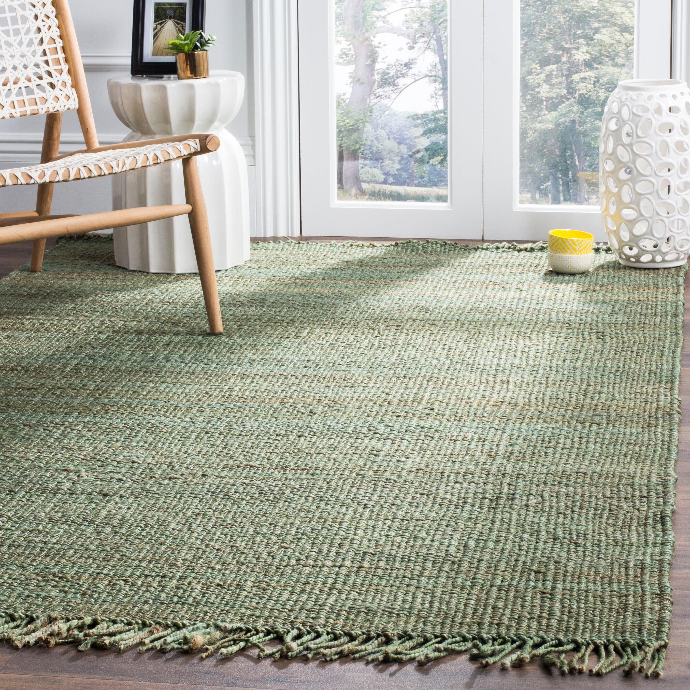 SAFAVIEH Natural Fiber Clara Braided Jute Area Rug, Green, 3' x 5'