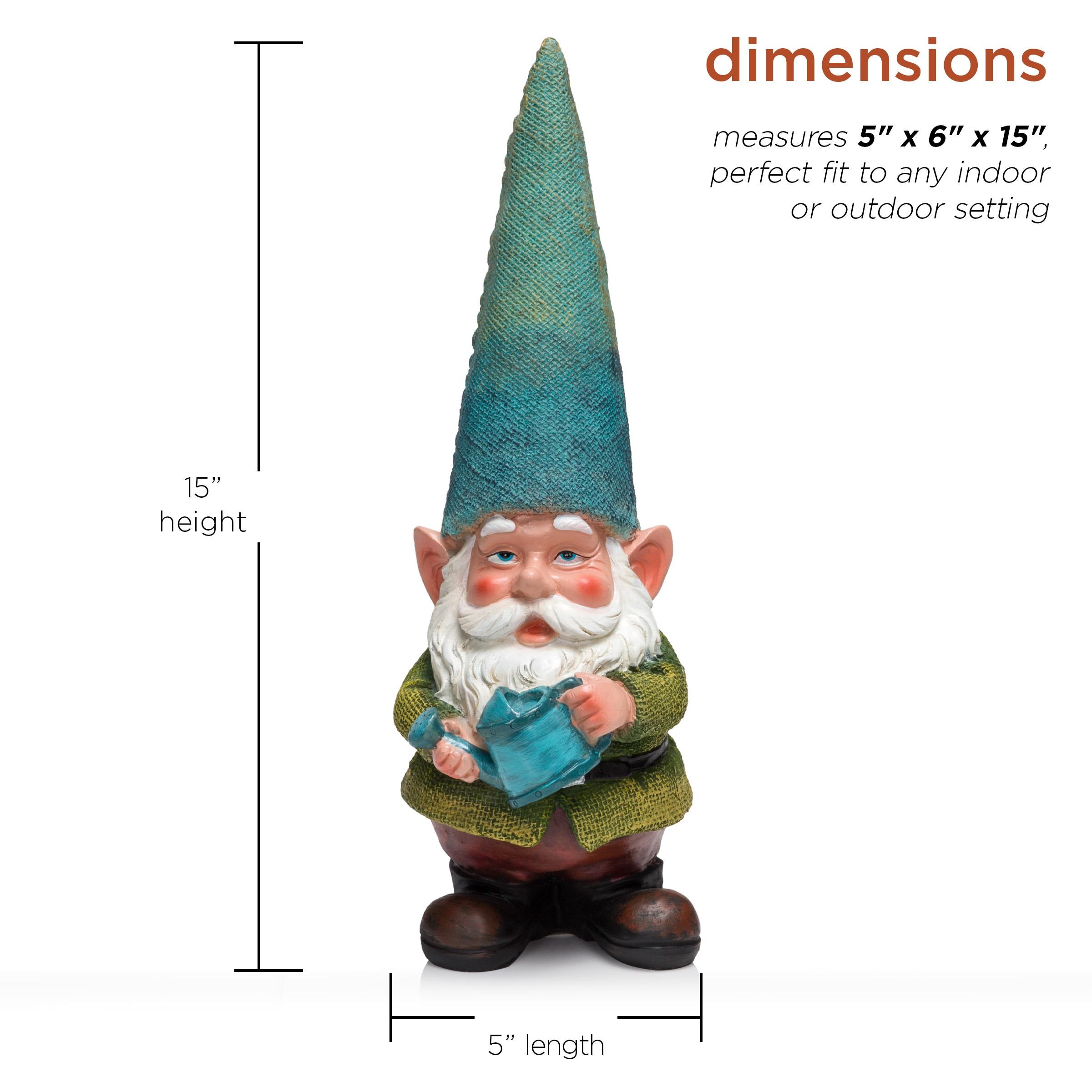 15" Outdoor Polyresin Garden Gnome with Watering Can - Alpine Corporation: Weatherproof Yard Decor