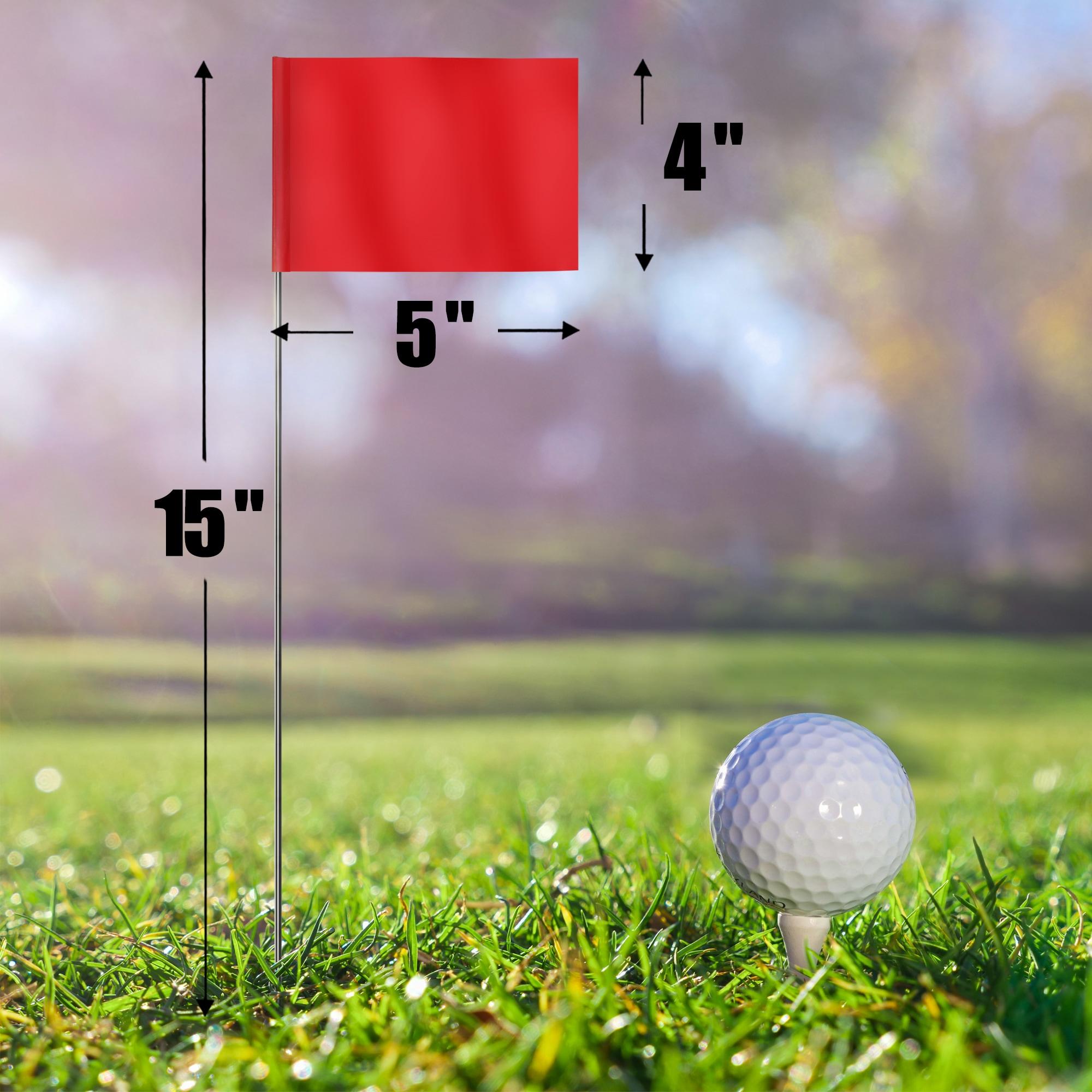 Anley 100 Pcs Red Marking Flags 4" X 5" - Vinyl Irrigation Sprinkler Flag with 15 Inch Steel Wire Stake - Small Marker Flags
