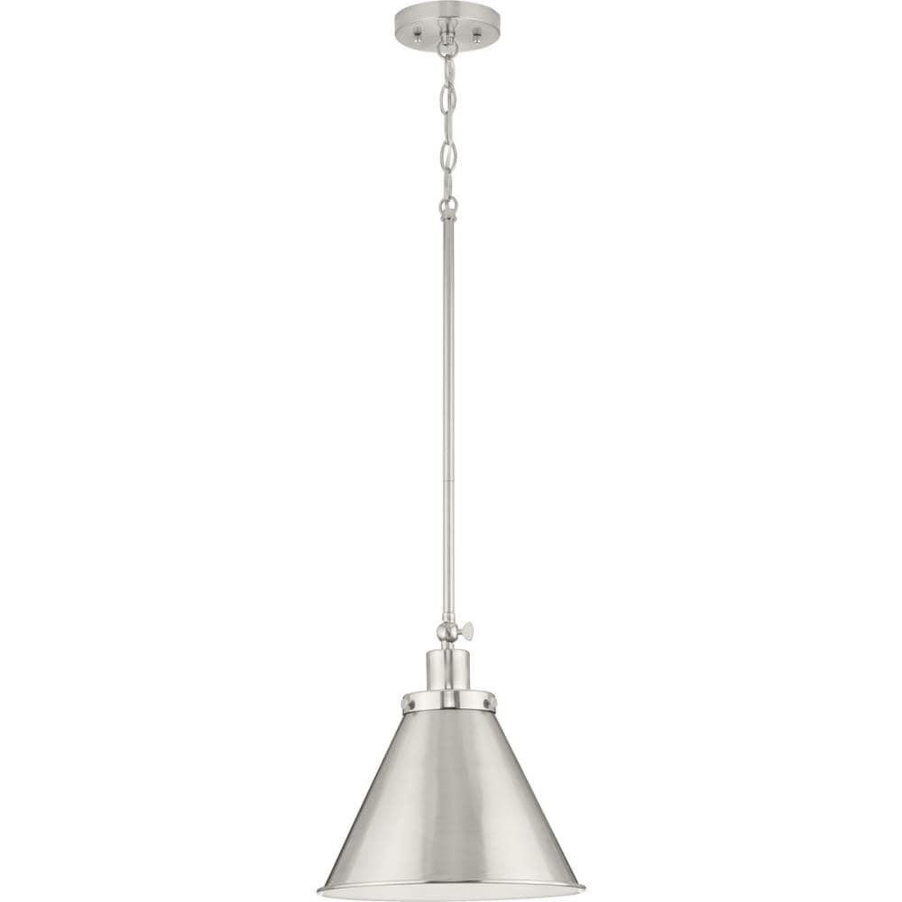 Progress Lighting Hinton 1-Light Pendant Brushed Nickel Steel Industrial Shade