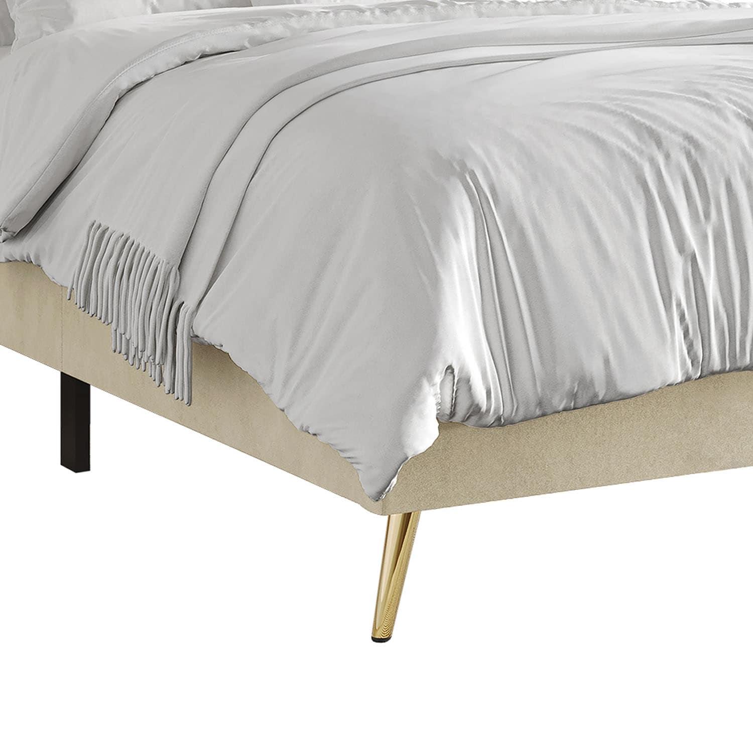 Castle Place Contemporary Velvet Full Upholstered Bed with 2 Nightstand and Bench, Champagne