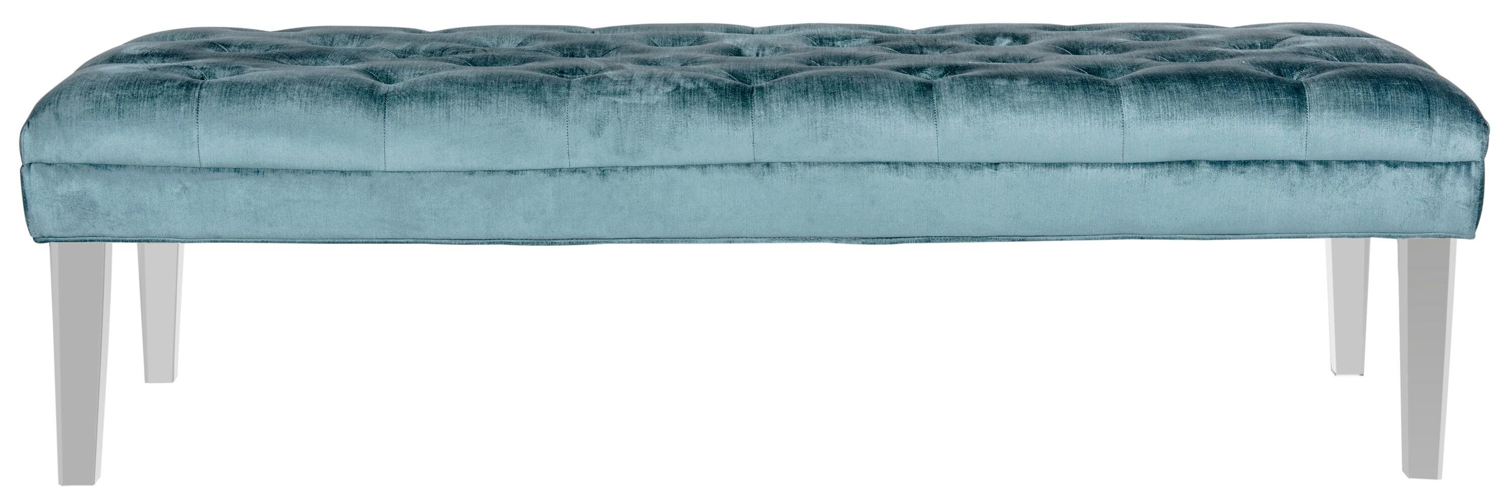 Abrosia Cyan Transitional 63'' Tufted Bedroom Bench with Acrylic Legs