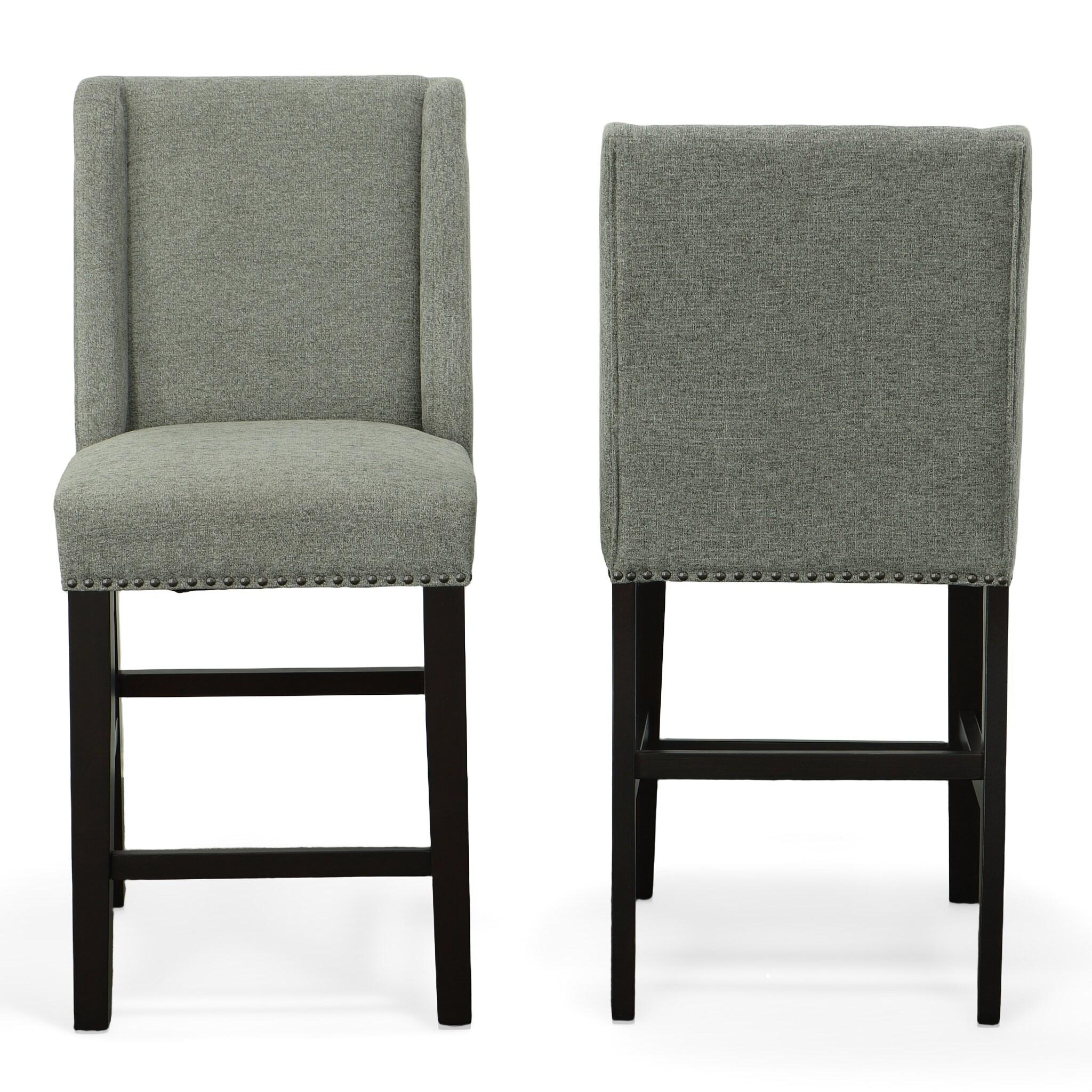 Carolina Living Set of 2 24" Laurant Upholstered Counter Height Barstools Charcoal/Espresso