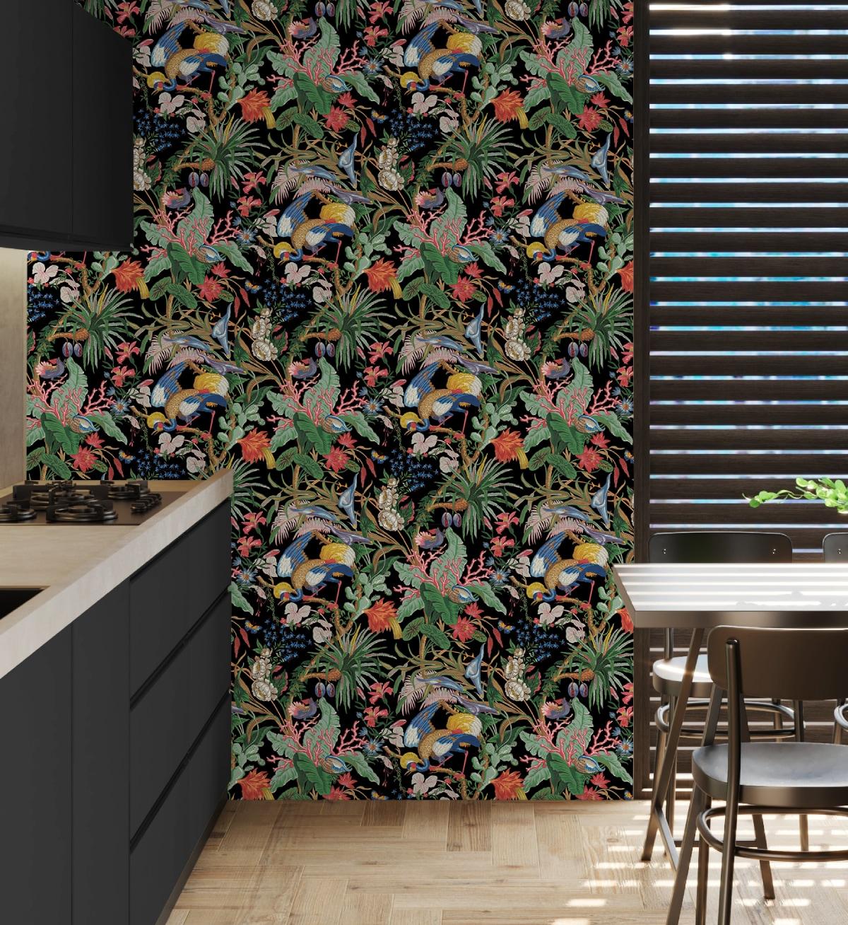 NextWall Ebony Tropical Canopy Peel and Stick Wallpaper