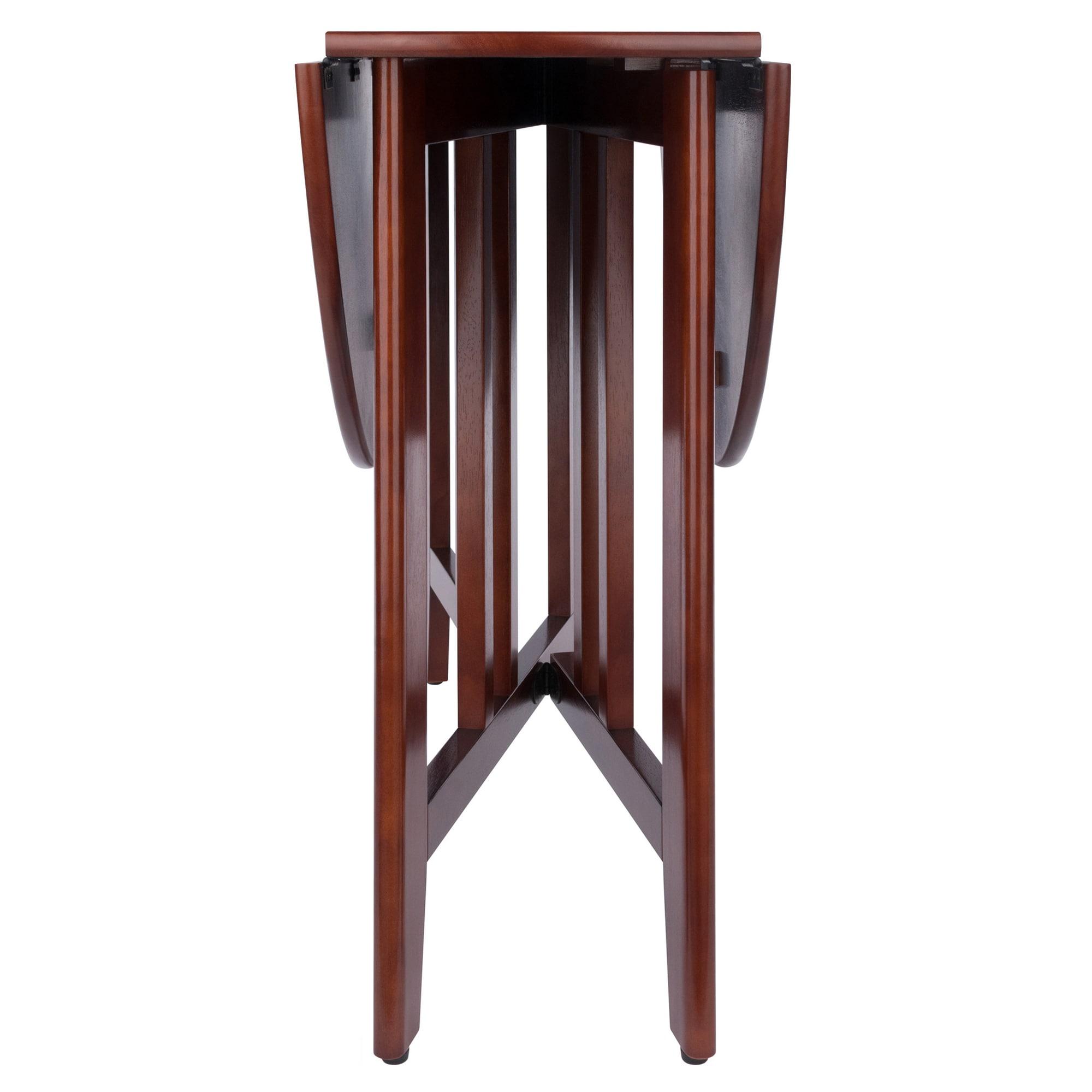 42" Alamo Round Double Drop Leaf Dining Table Wood/Walnut - Winsome: Hardwood Frame, Seats 4, Criss Cross Base