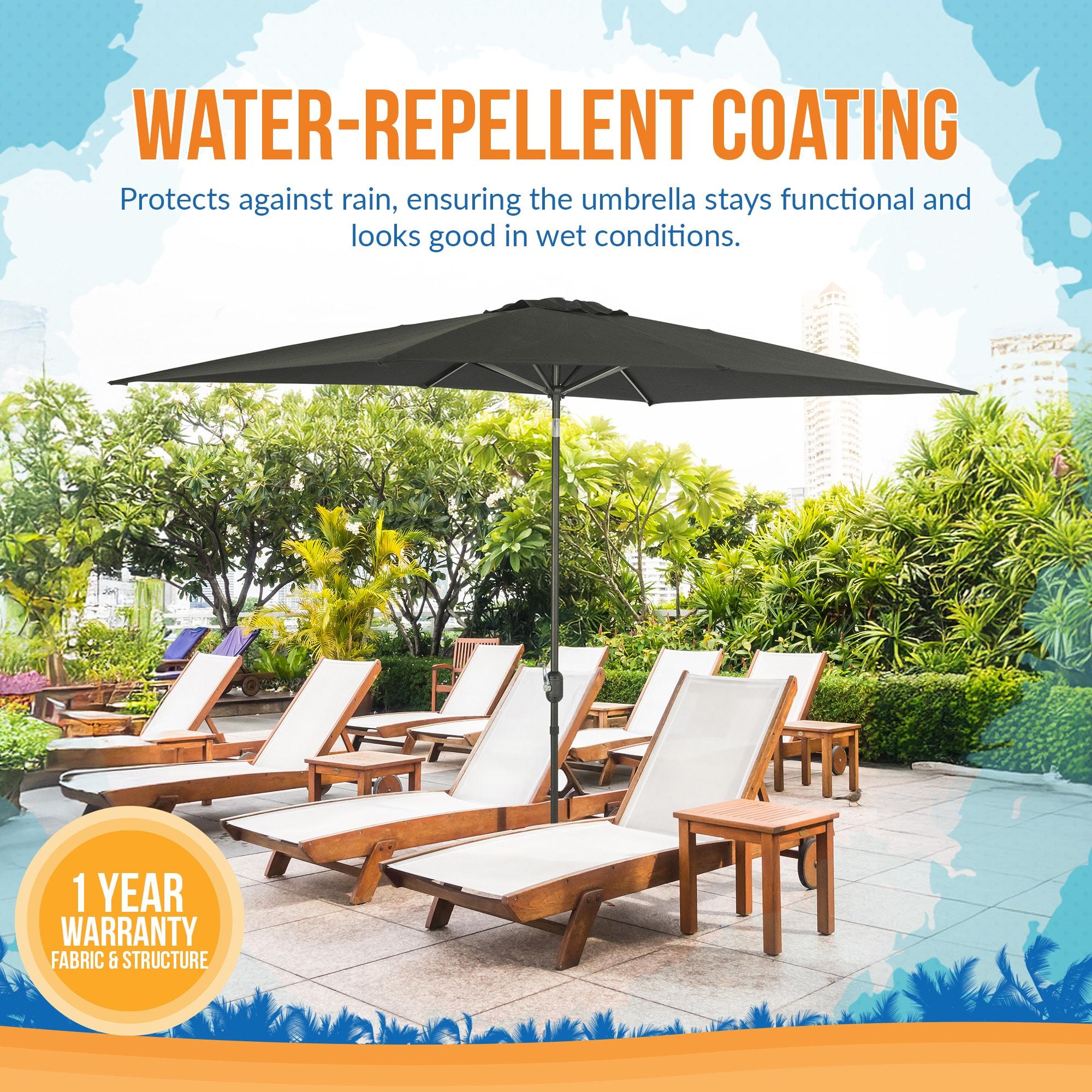 Island Umbrella 10' x 6.5' Rectangular Bimini Market Patio Umbrella Black: Weather-Resistant, Steel Frame, Crank Handle