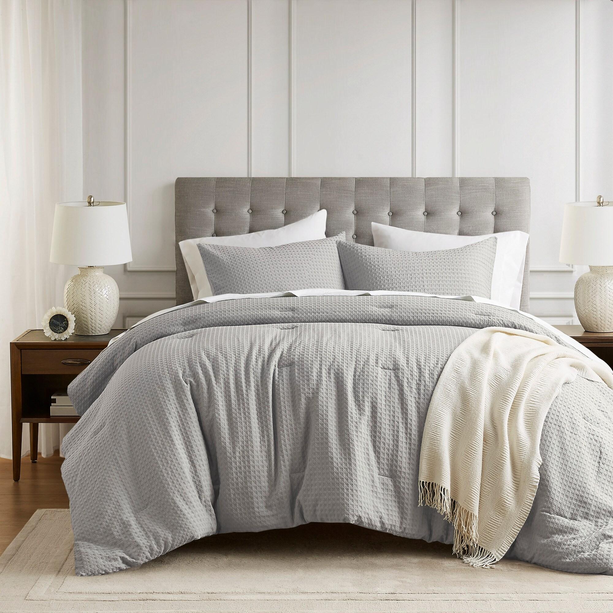 Comfort Spaces Light Grey Twin Comforter Set - 2 Pieces Breathable Dotted Knit Comforter Set, Modern Farmhouse Boho Comforter & Sham, All Season Microfiber Twin Bed Set