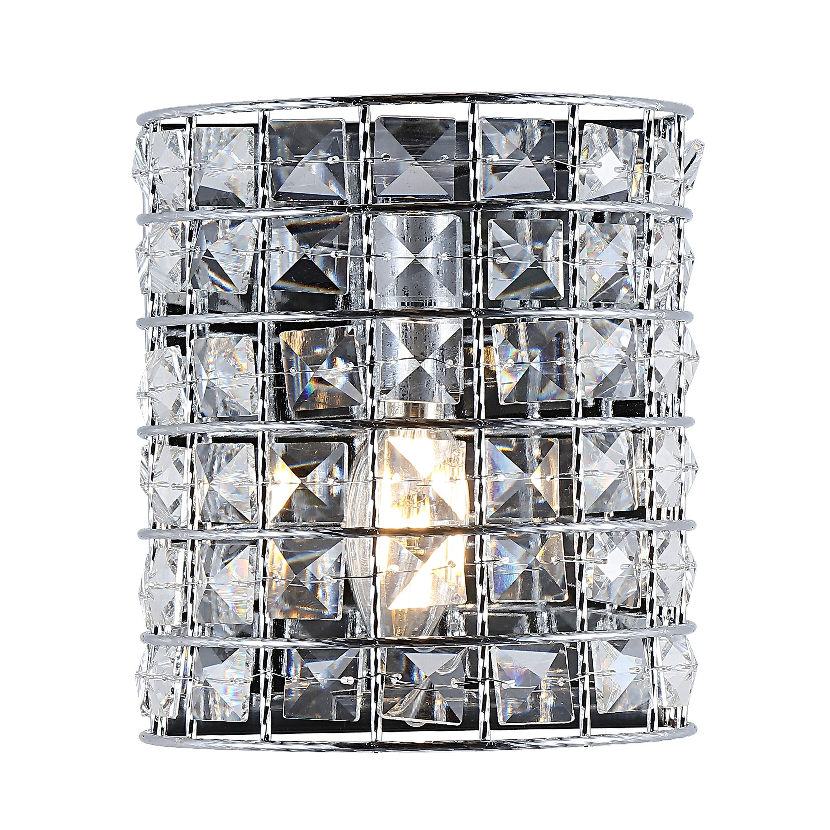 Clara Deco 6.25" 1-Light Metal/Crystal Classic Glam LED Vanity Light, Chrome