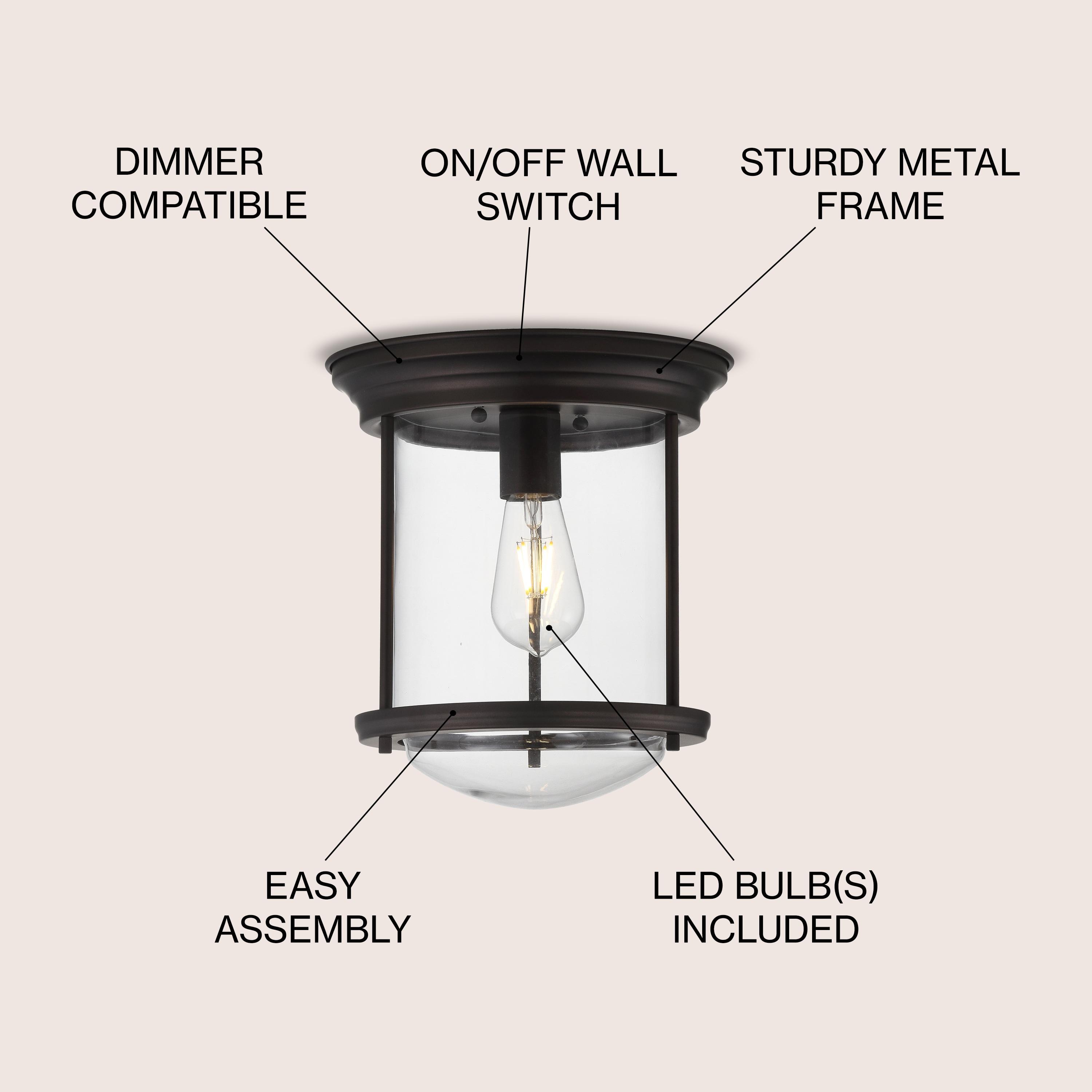Savannah 10.25" Metal/Glass LED Flush Mount, Oil Rubbed Bronze