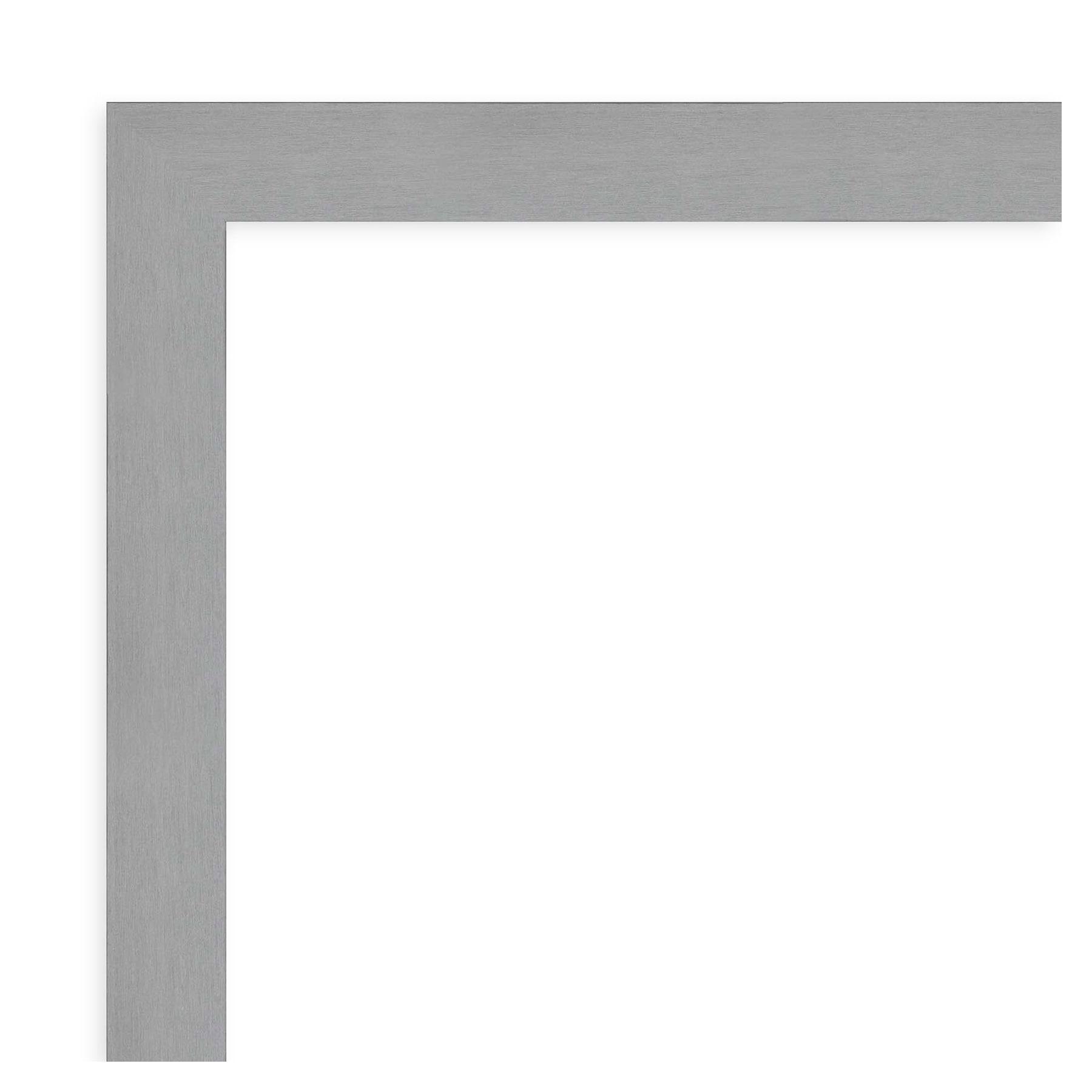44" x 34" Brushed Nickel Framed Wall Mirror Silver - Amanti Art: Modern Rectangle, No Assembly Required