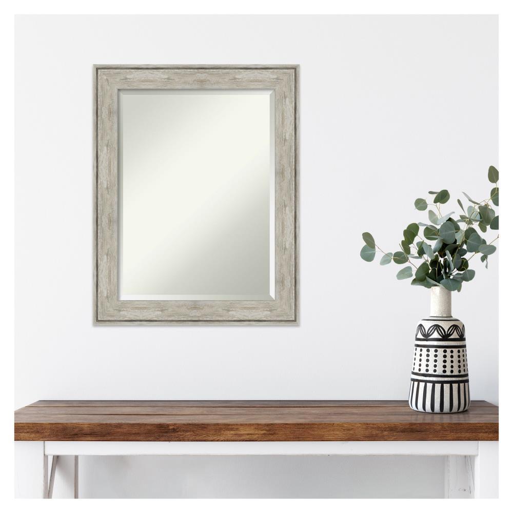 23" x 29" Crackled Framed Bathroom Vanity Wall Mirror Metallic - Amanti Art: Modern Rectangle, Beveled Glass, Wall Mount