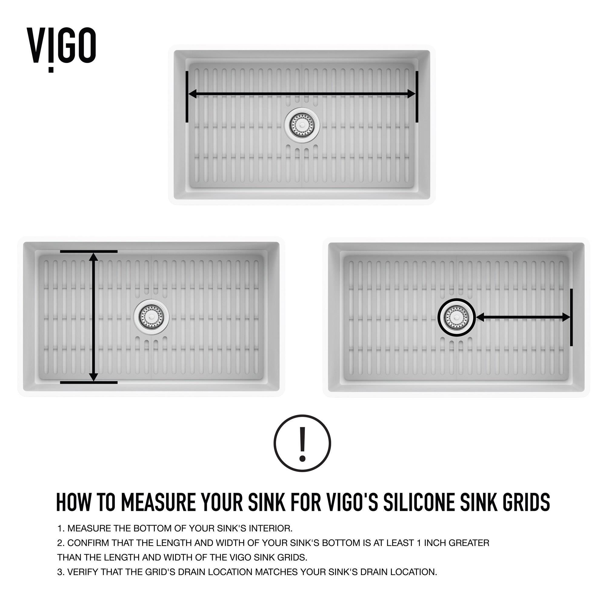 Silicone Grid VIGO Matte Stone 32" L x 15" W Bottom Sink Grid for 36 in. Single Bowl Kitchen Sink