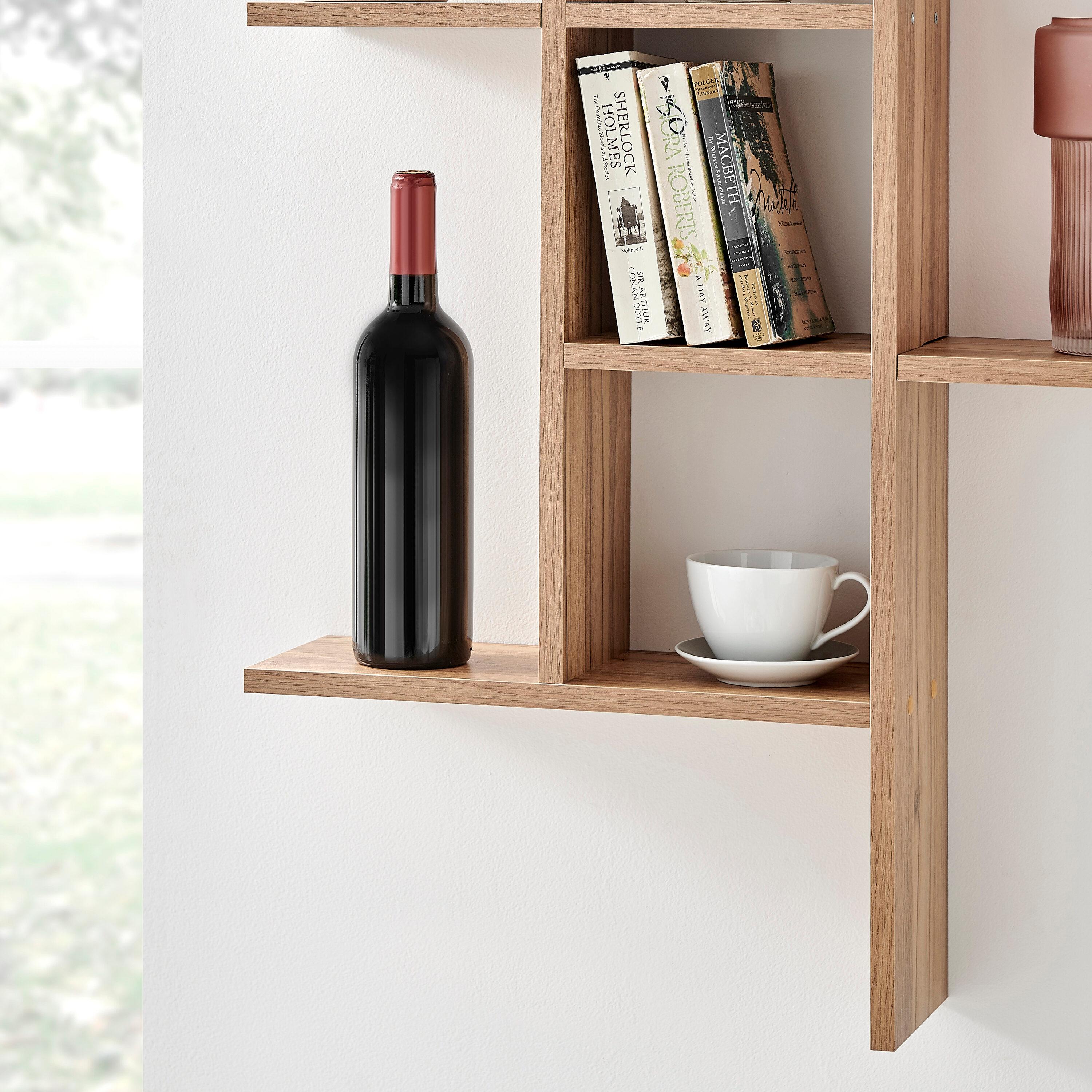 Danya B. 40" x 24" Cantilever Cubby Wall Shelf Chestnut: Mid-Century Modern Style, Laminated MDF, Iron Hardware