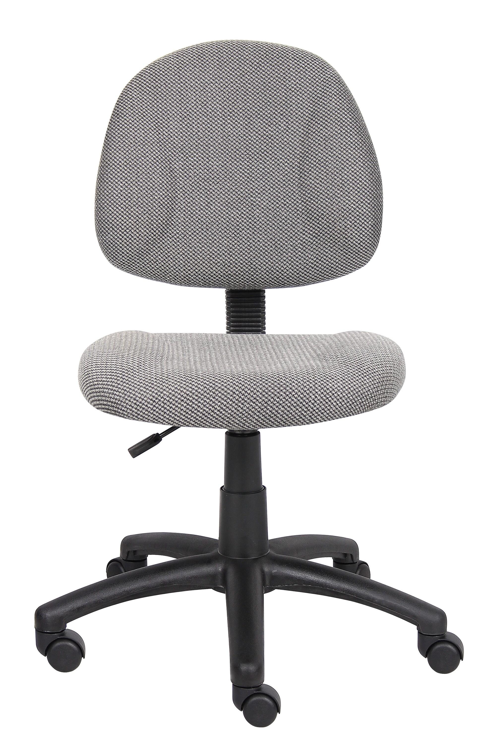 Boss Office Products Deluxe Posture Chair Gray : Ergonomic Swivel Computer Chair with Lumbar Support, Nylon Legs