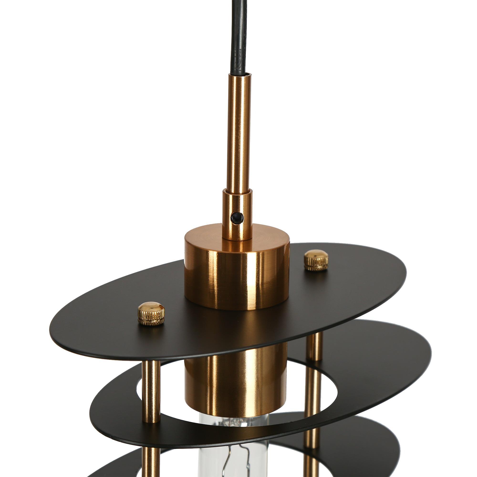 LNC Meubelkunst 1-Lights 9" Modern Cylinder Mini Pendant  Lights,Black and Polished Gold