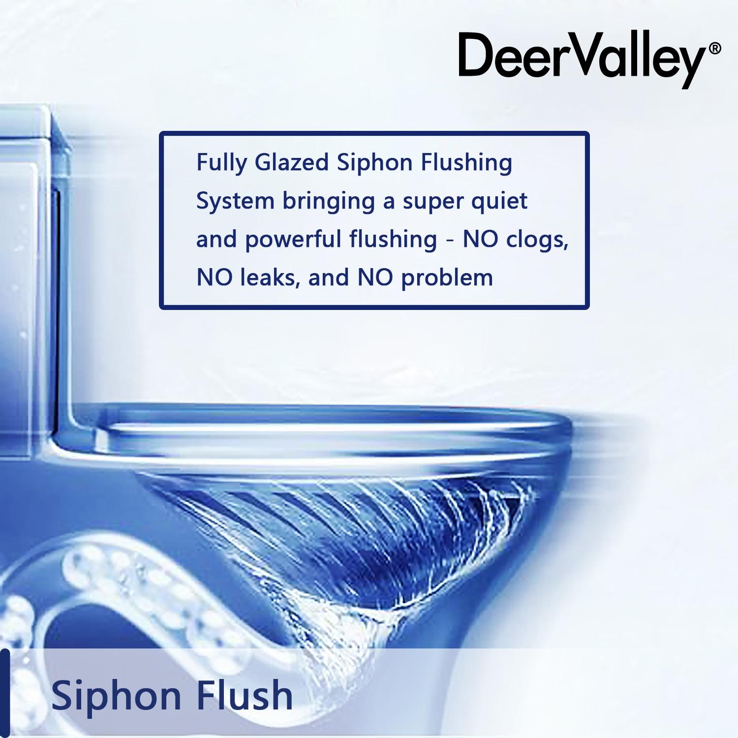 DeerValley Prism Dual-Flush Elongated One-Piece Toilet with Glazed Surface Lower Water Tank for Space Saving (Seat Included)