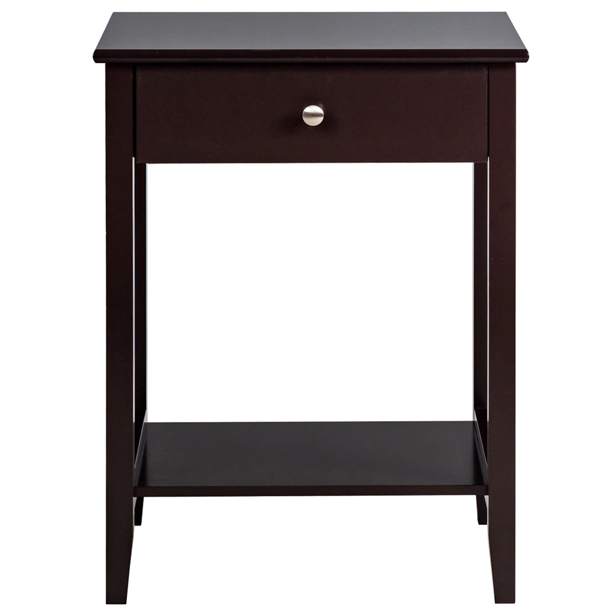 Costway Nightstand End Table Storage Display Bedroom Furniture Drawer Shelf Beside Brown